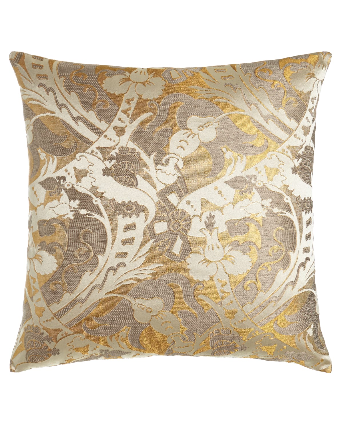Image Square Feathers D'Or Fancy Pillow, 26"Sq.