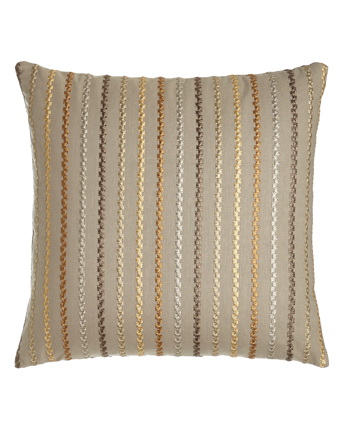 Image Square Feathers D'Or Stripes Pillow, 22"Sq.