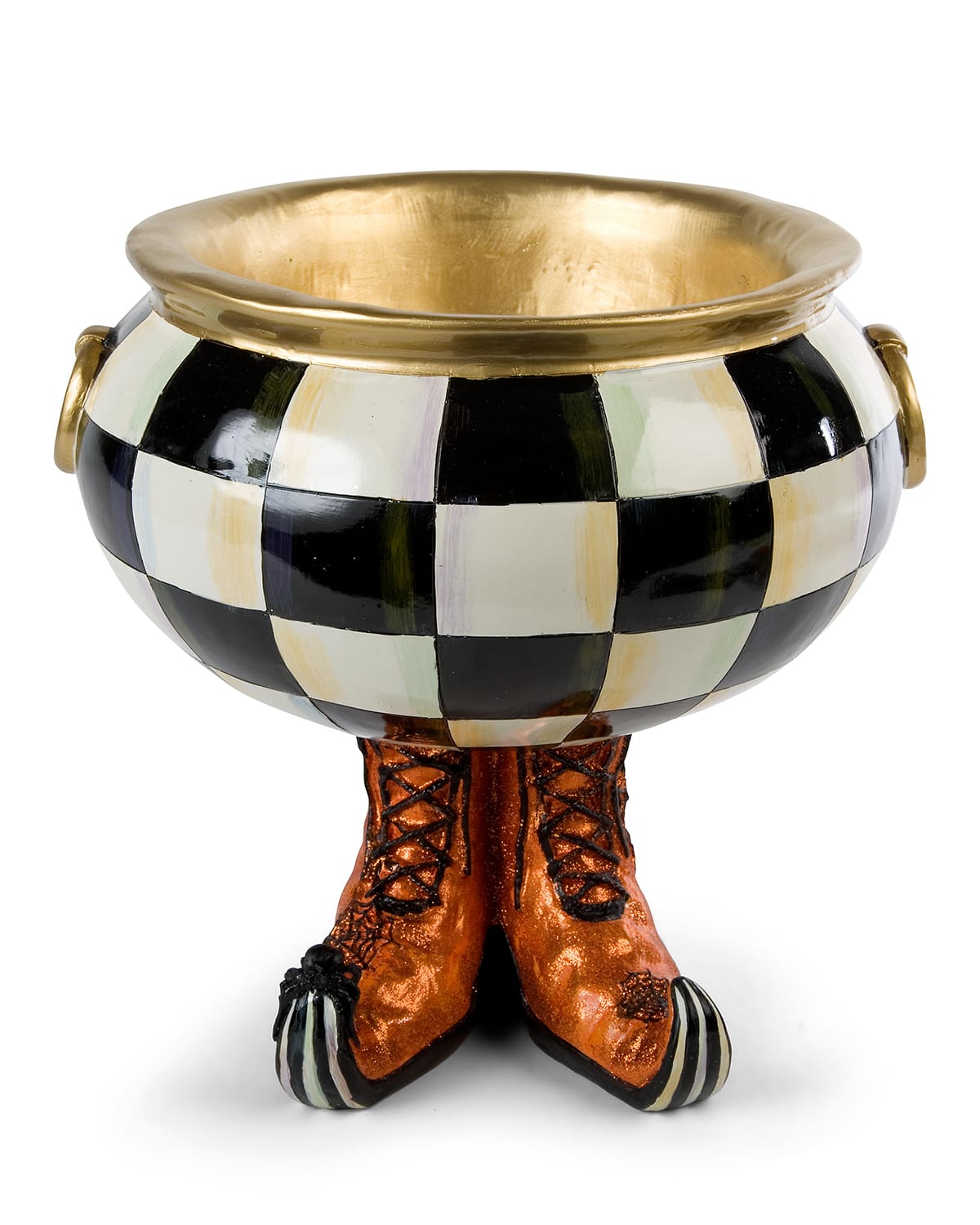 Image MacKenzie-Childs Courtly Check Cauldron Halloween Candy Bowl
