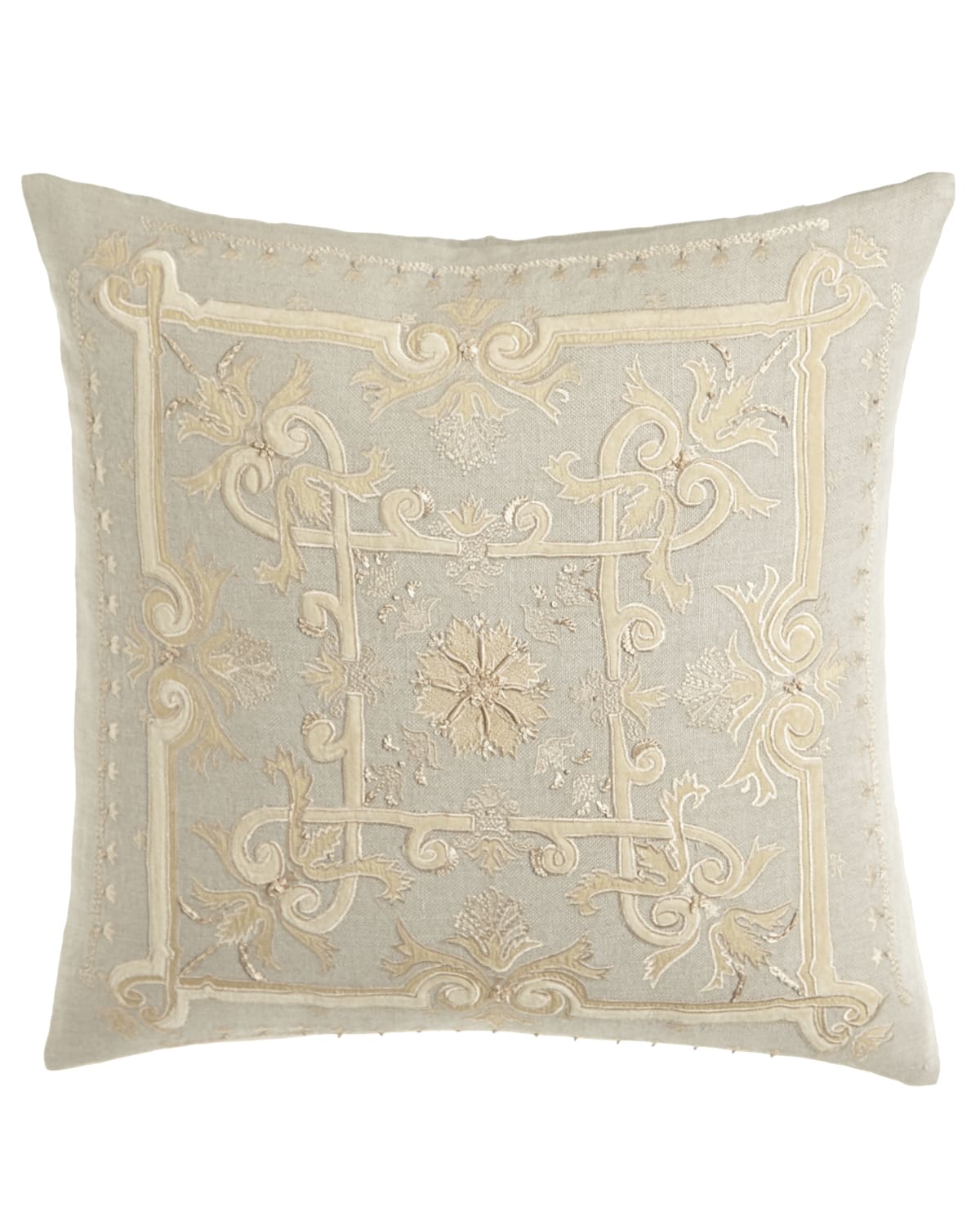Image Callisto Home Como Embroidered Linen Pillow, 22"Sq.