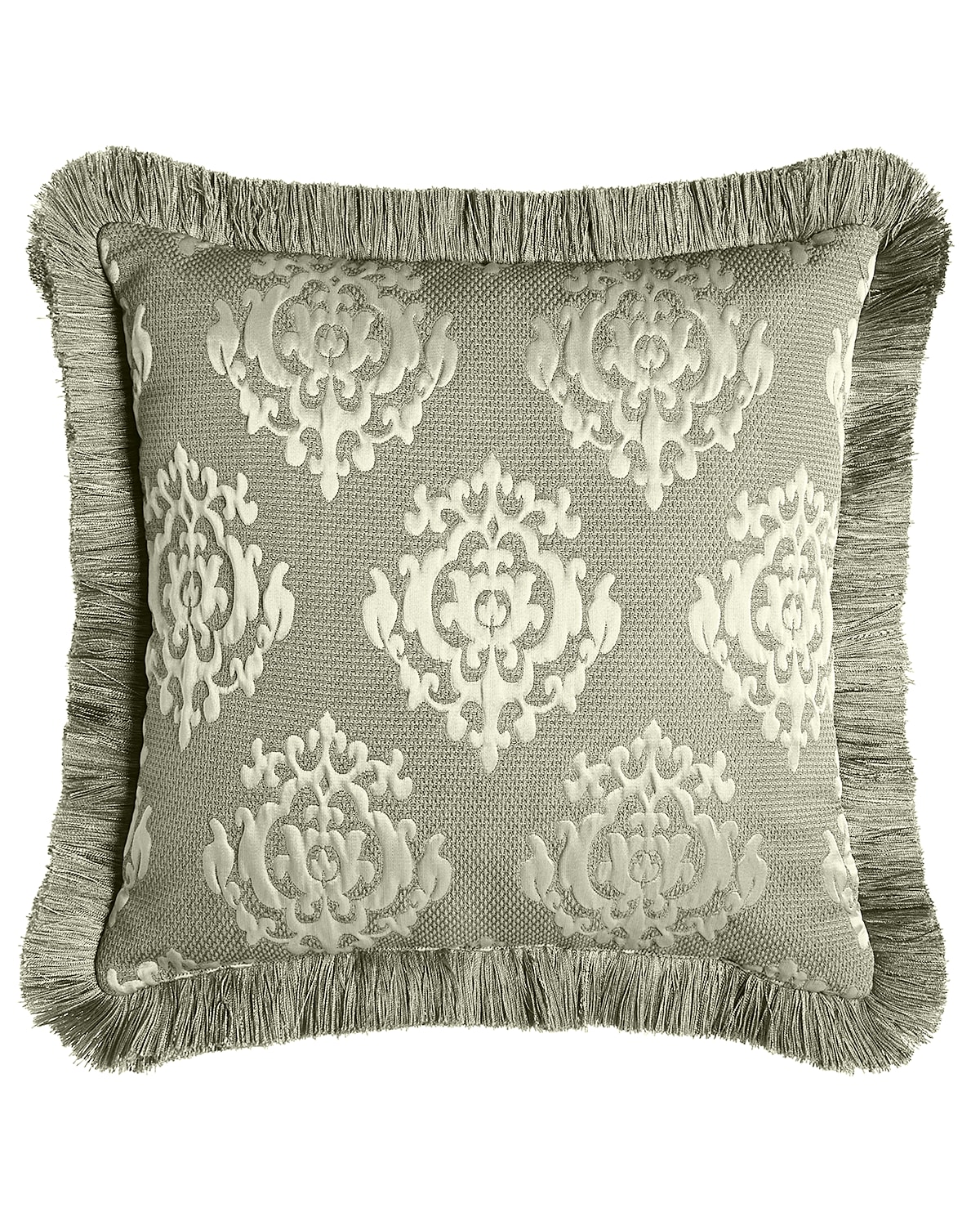 Image Dian Austin Couture Home Le Plaza Reversible Pillow with Fringe,  18"Sq.