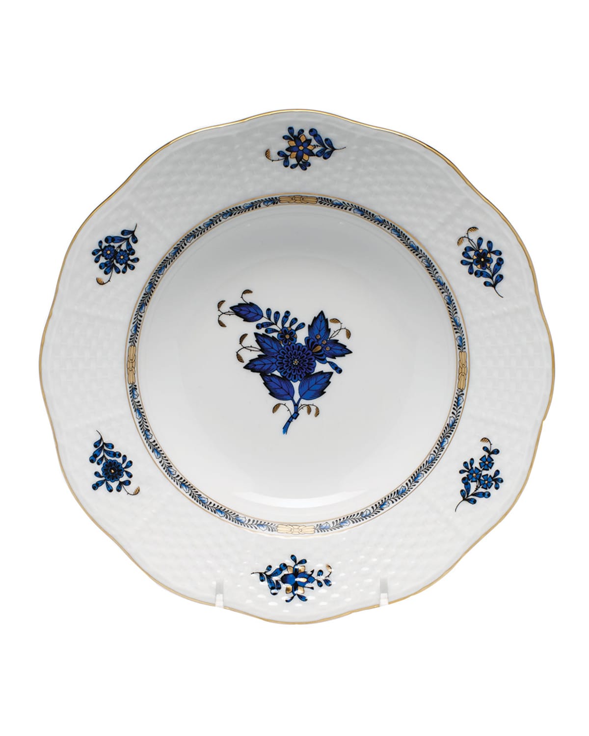 Image Herend Chinese Bouquet Black Sapphire Rim Soup Bowl