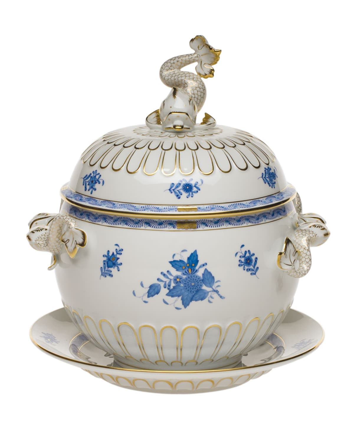 Image Herend Chinese Bouquet Blue Tureen and Platter