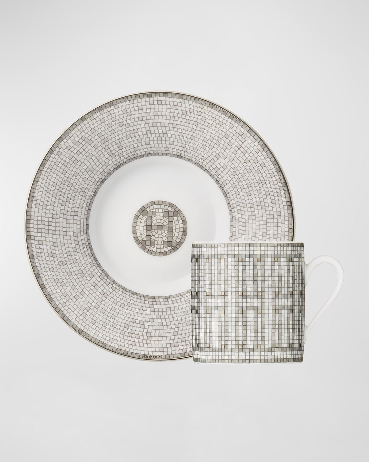 Image Hermes Mosaique Au 24 Platinum Coffee Cup and Saucer Set