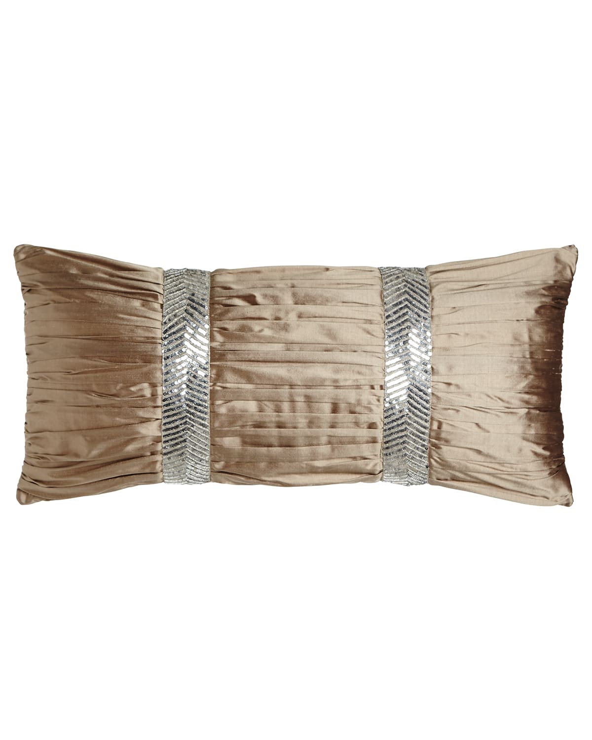 Image Dian Austin Couture Home Gretta Ruched Silk Pillow, 12" x 26"