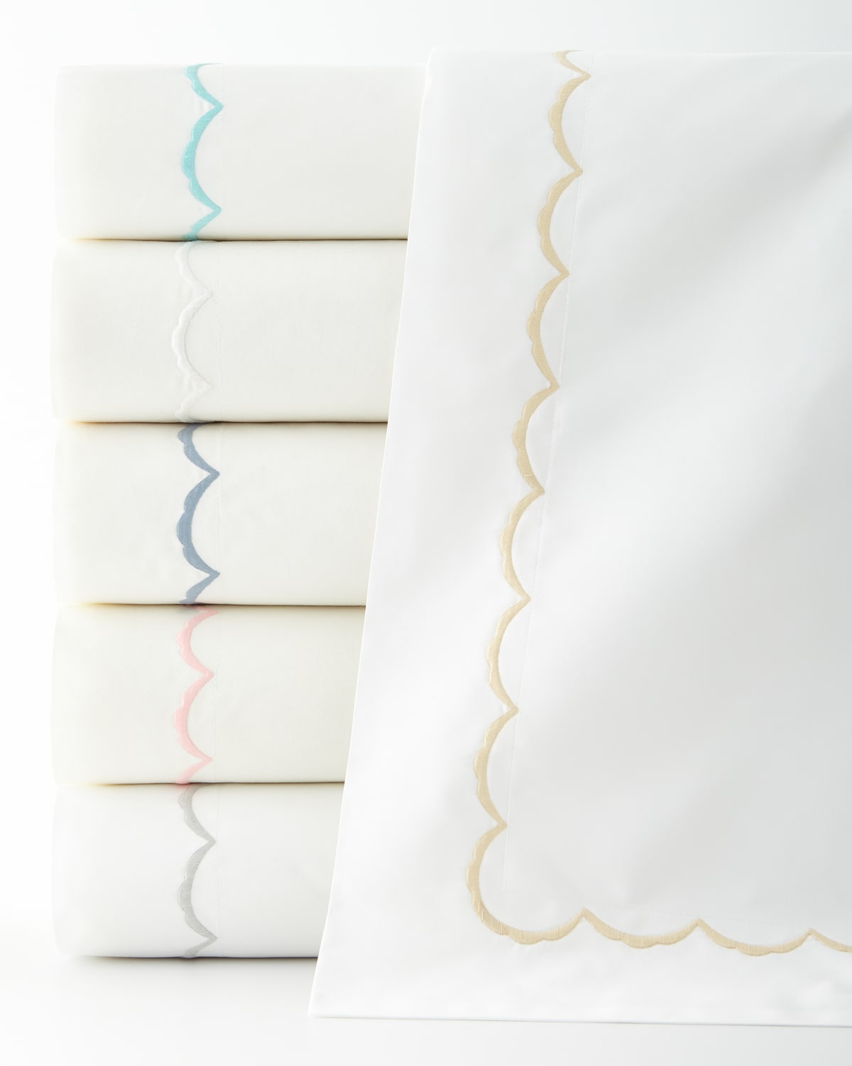 Image Matouk Two Scallops Embroidered 350 Thread Count Pillowcases, STANDARD CASE