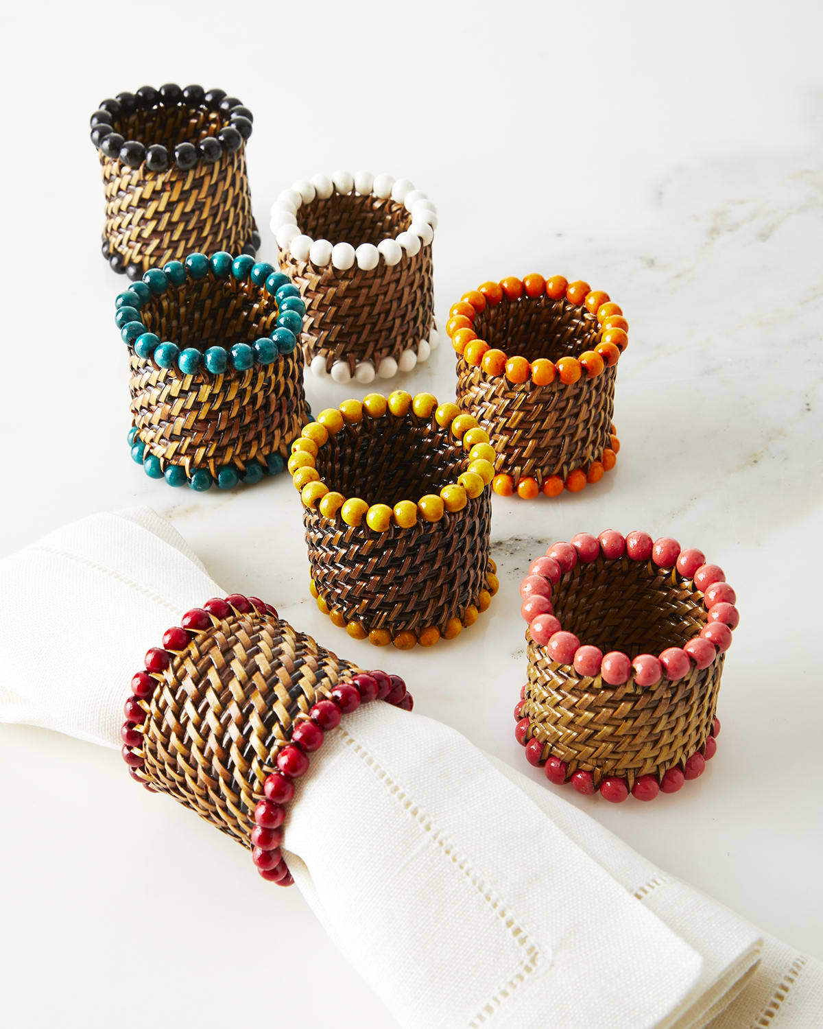 Image Calaisio Four Bead-Rimmed Napkin Rings