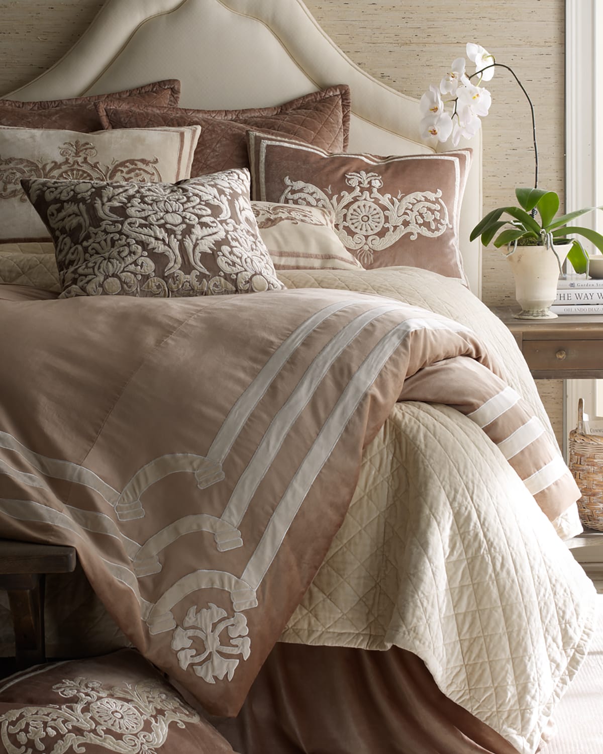 Image Lili Alessandra King Ivory Sham with Champagne Applique