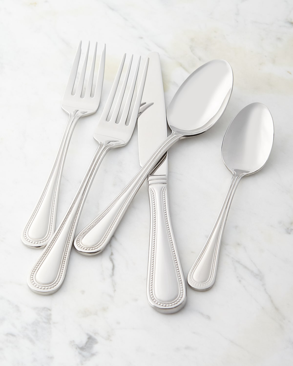 Image Wallace Silversmiths Five-Piece Euro Beads Flatware Place Setting