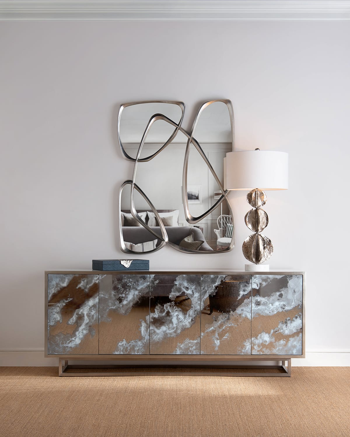 John-Richard Collection Zeta Mirror in Pewter | Horchow