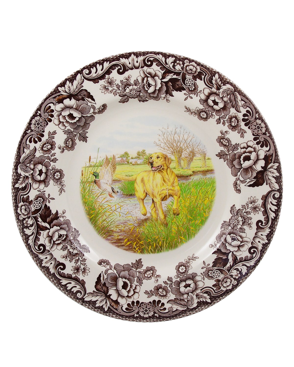 Image Spode Woodland Hunting Dogs Yellow Lab Dinner Plate