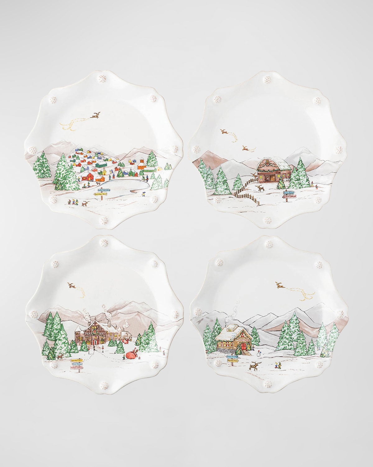 Image Juliska Berry & Thread North Pole Scalloped Dessert Plates, Set of 4
