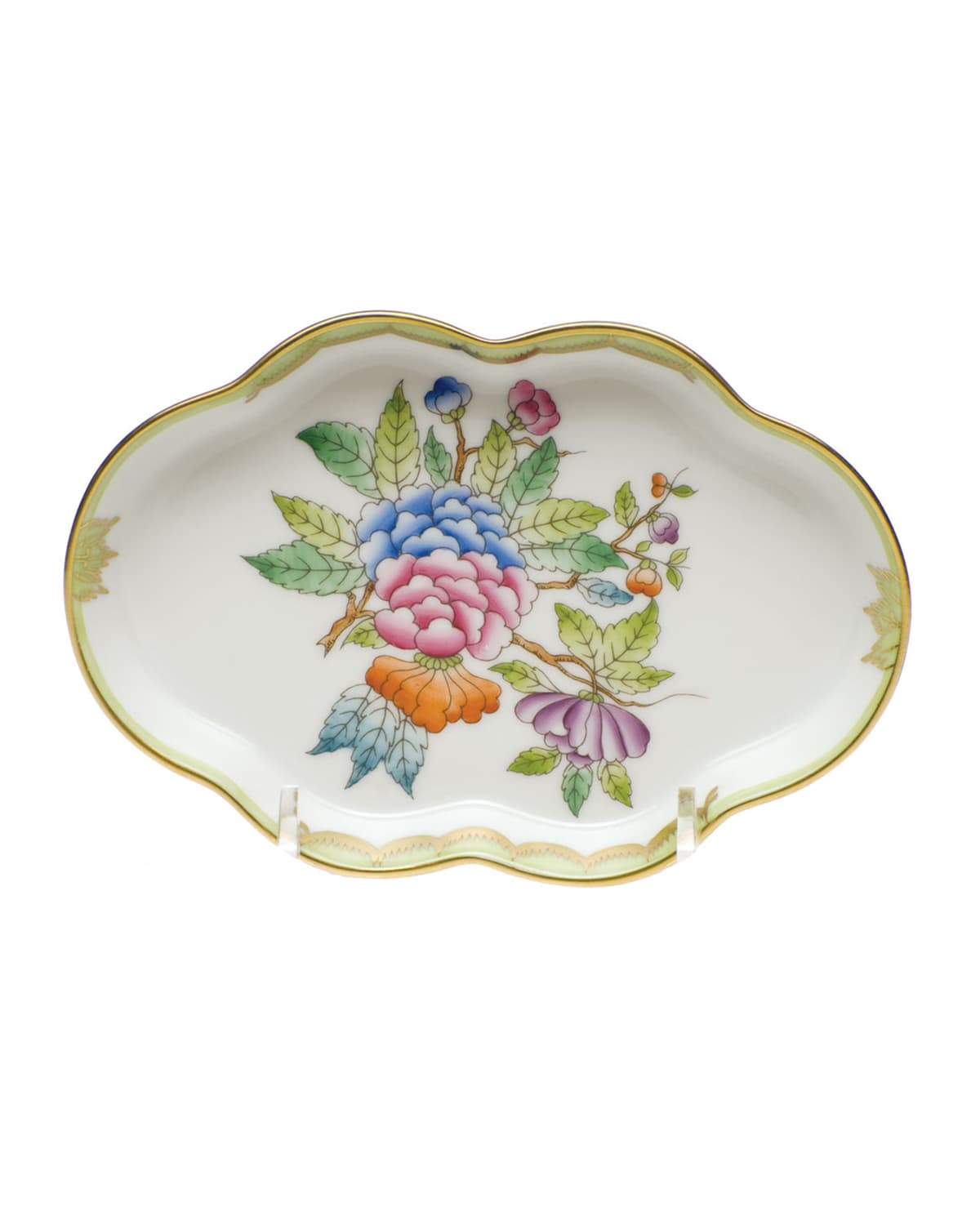 Image Herend Queen Victoria Green Small Scalloped Tray