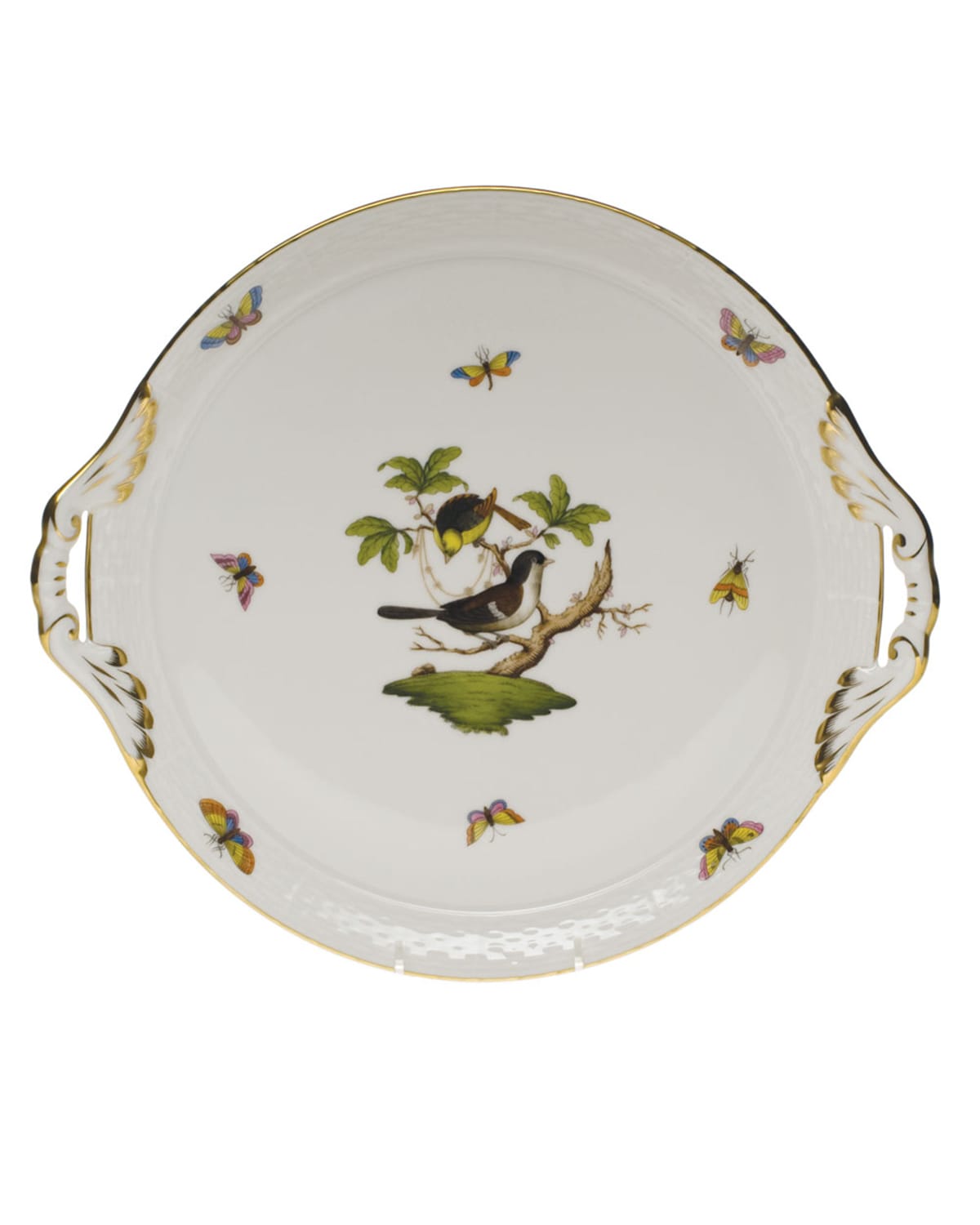 Image Herend Rothschild Bird Round Tray with Handles