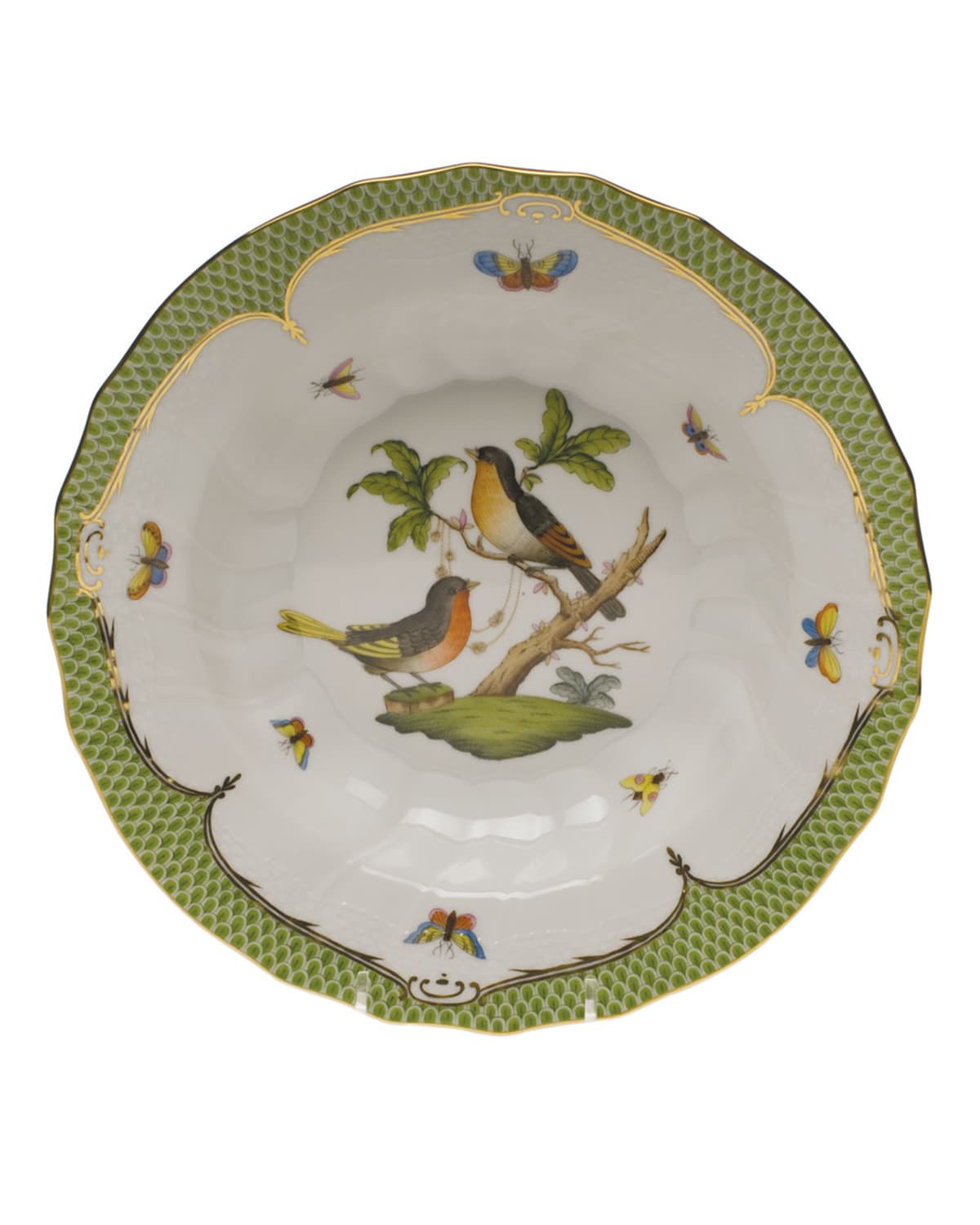 Image Herend Rothschild Bird Green Motif 08 Rim Soup Bowl