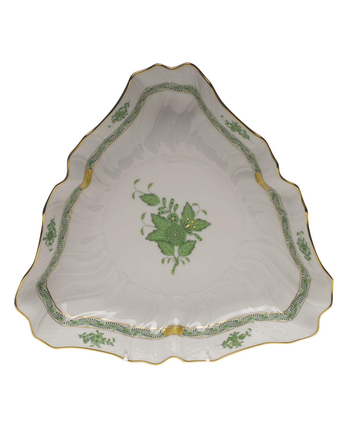 Image Herend Chinese Bouquet Green Triangle Dish