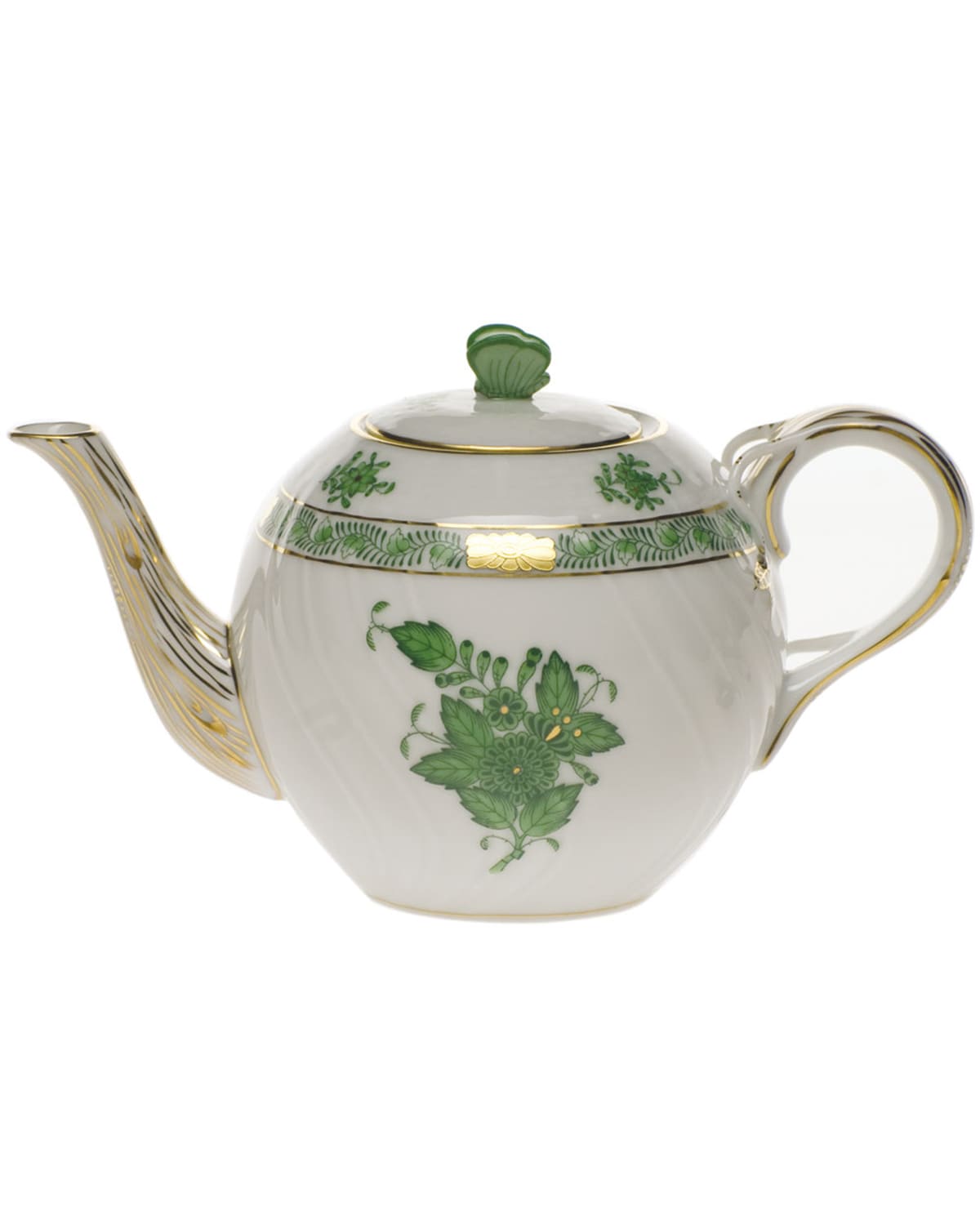Image Herend Chinese Bouquet Green Teapot with Butterfly