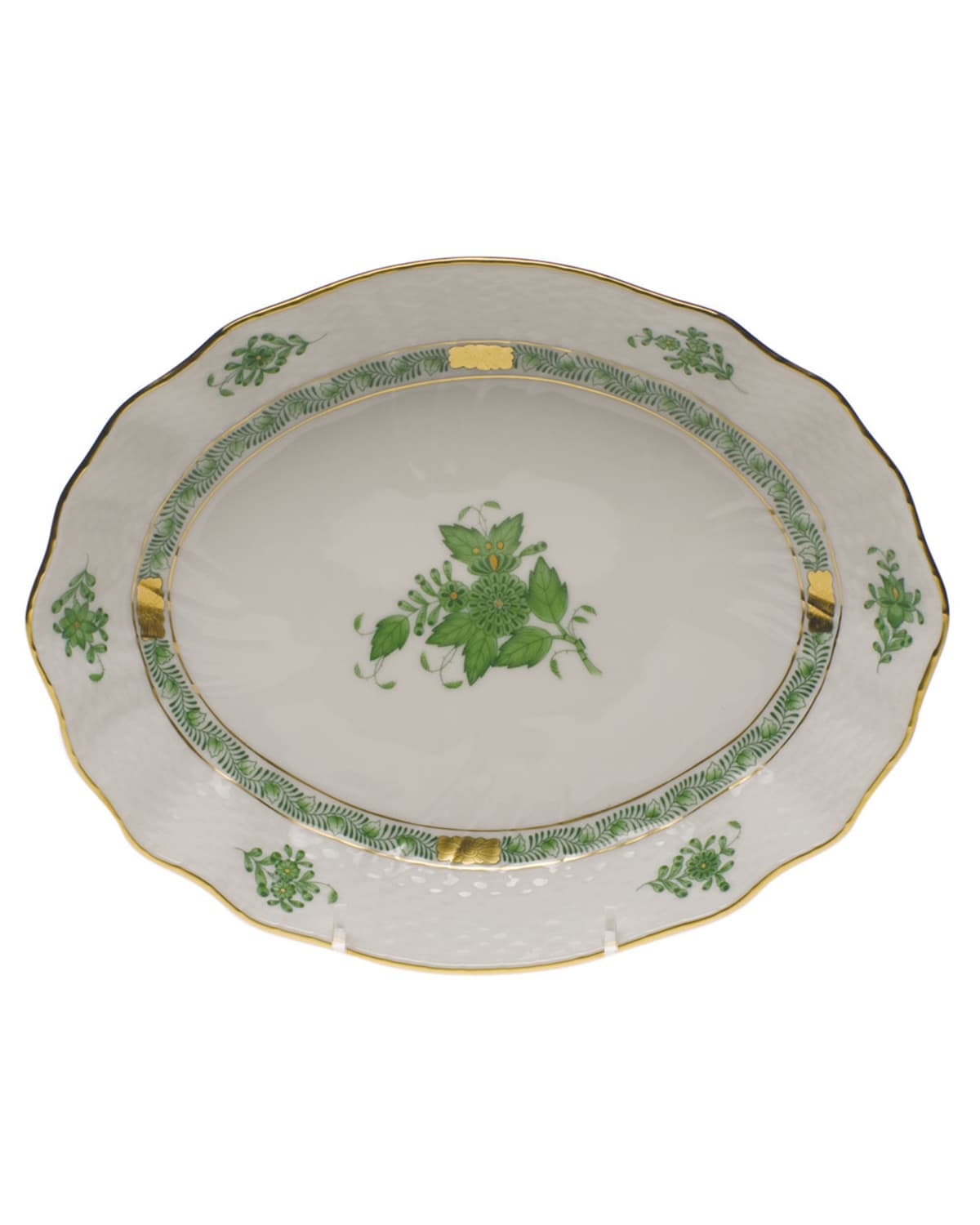 Image Herend Chinese Bouquet Green Oval Dish