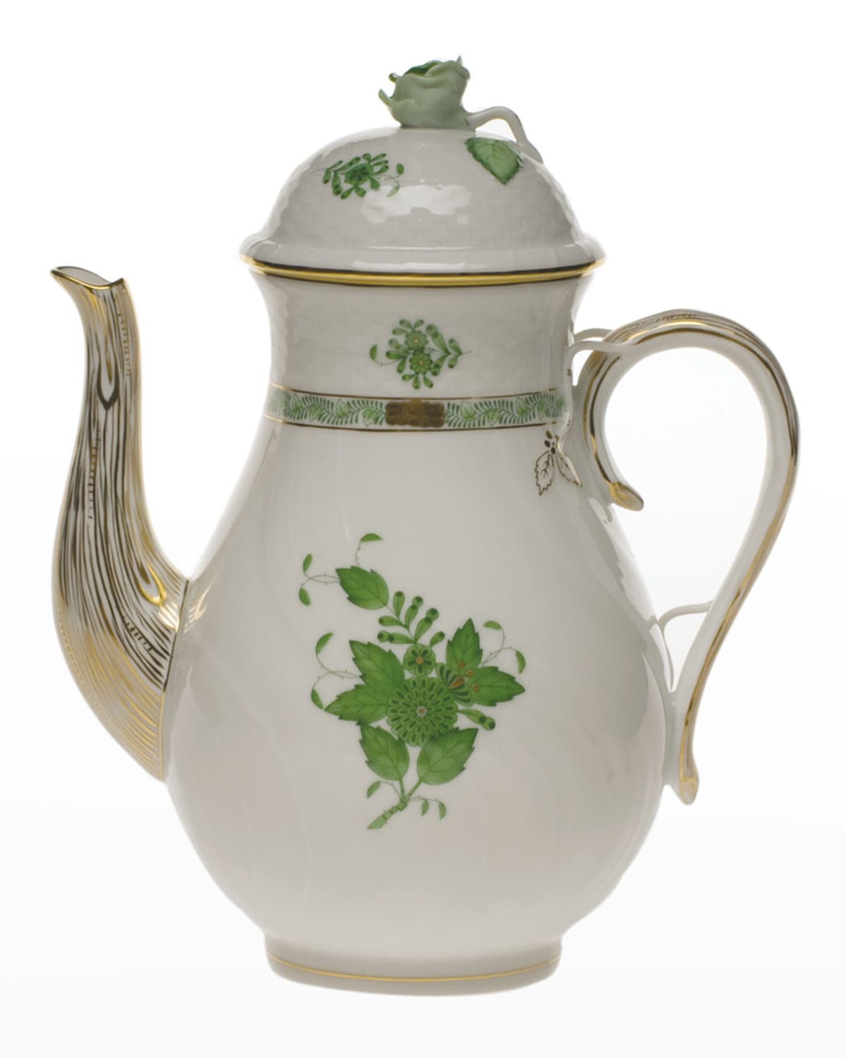 Image Herend Chinese Bouquet Green Coffee Pot with Rose
