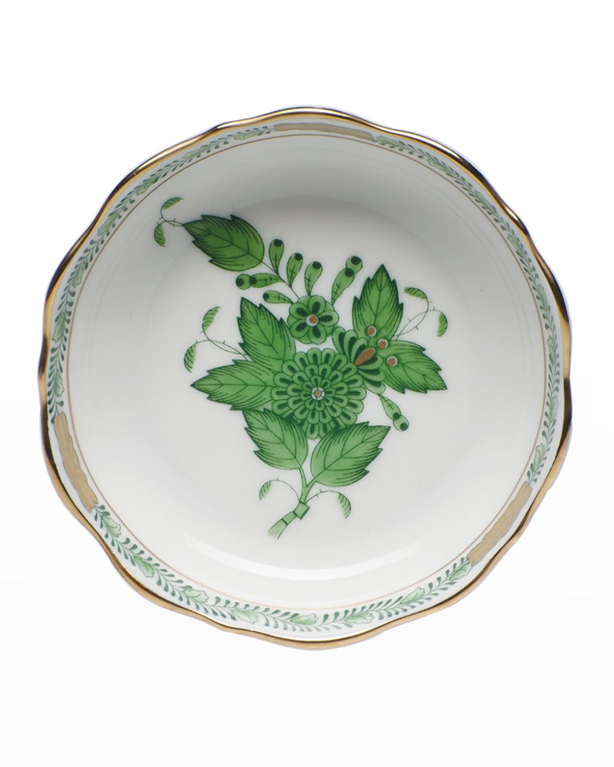 Image Herend Chinese Bouquet Mini Scalloped Dish - Green