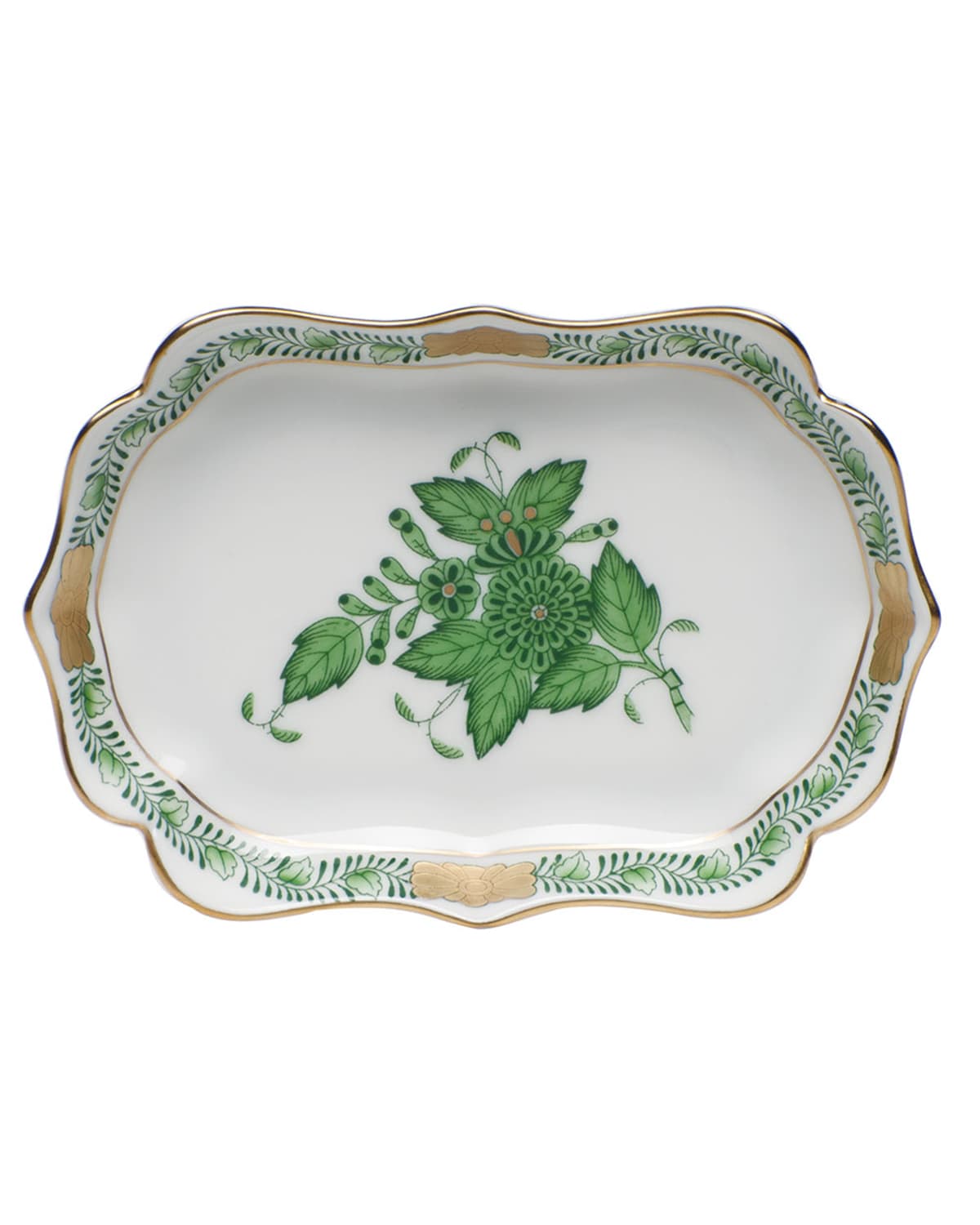 Image Herend Chinese Bouquet Mini Scalloped Tray - Green