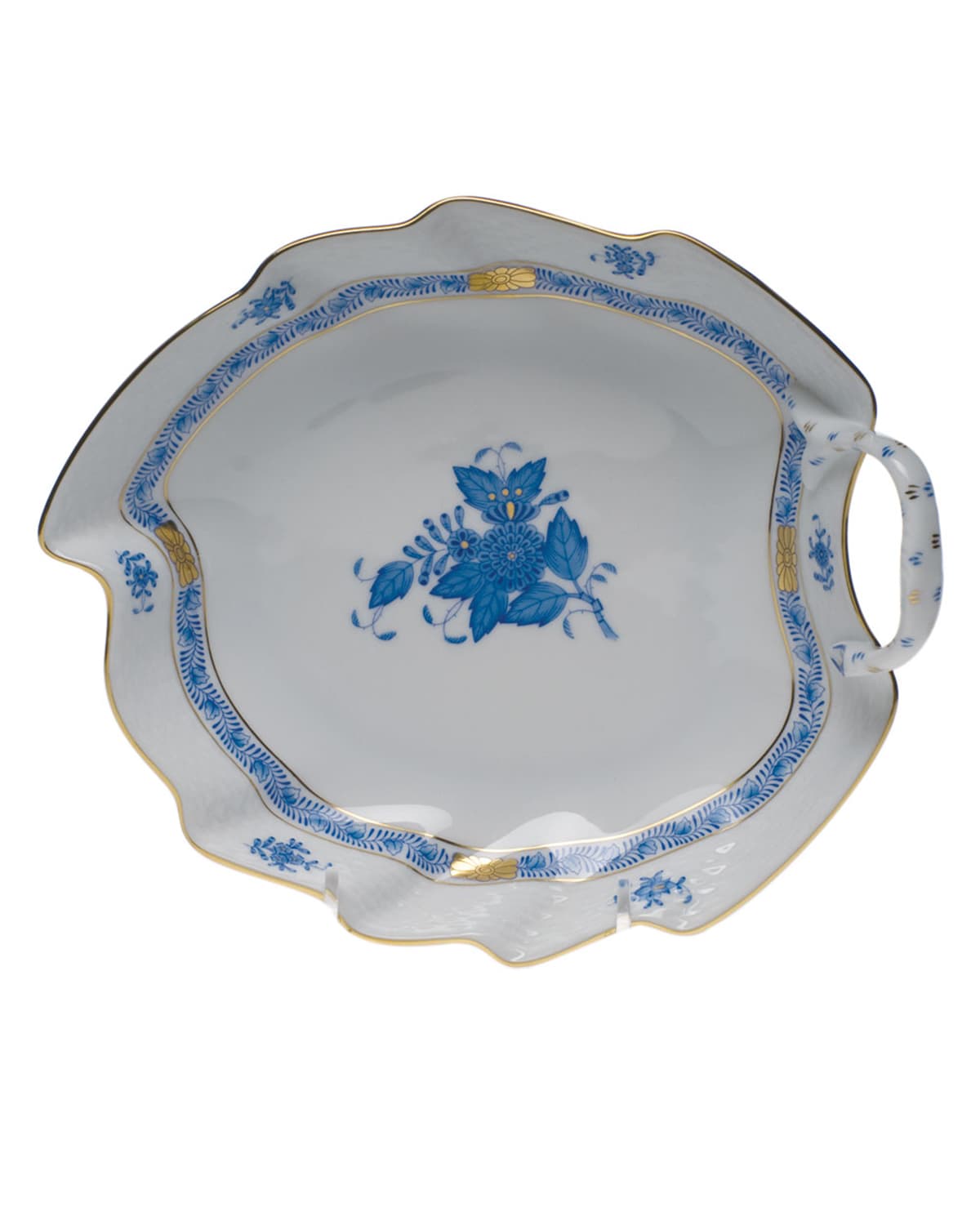 Image Herend Chinese Bouquet Blue Leaf Dish