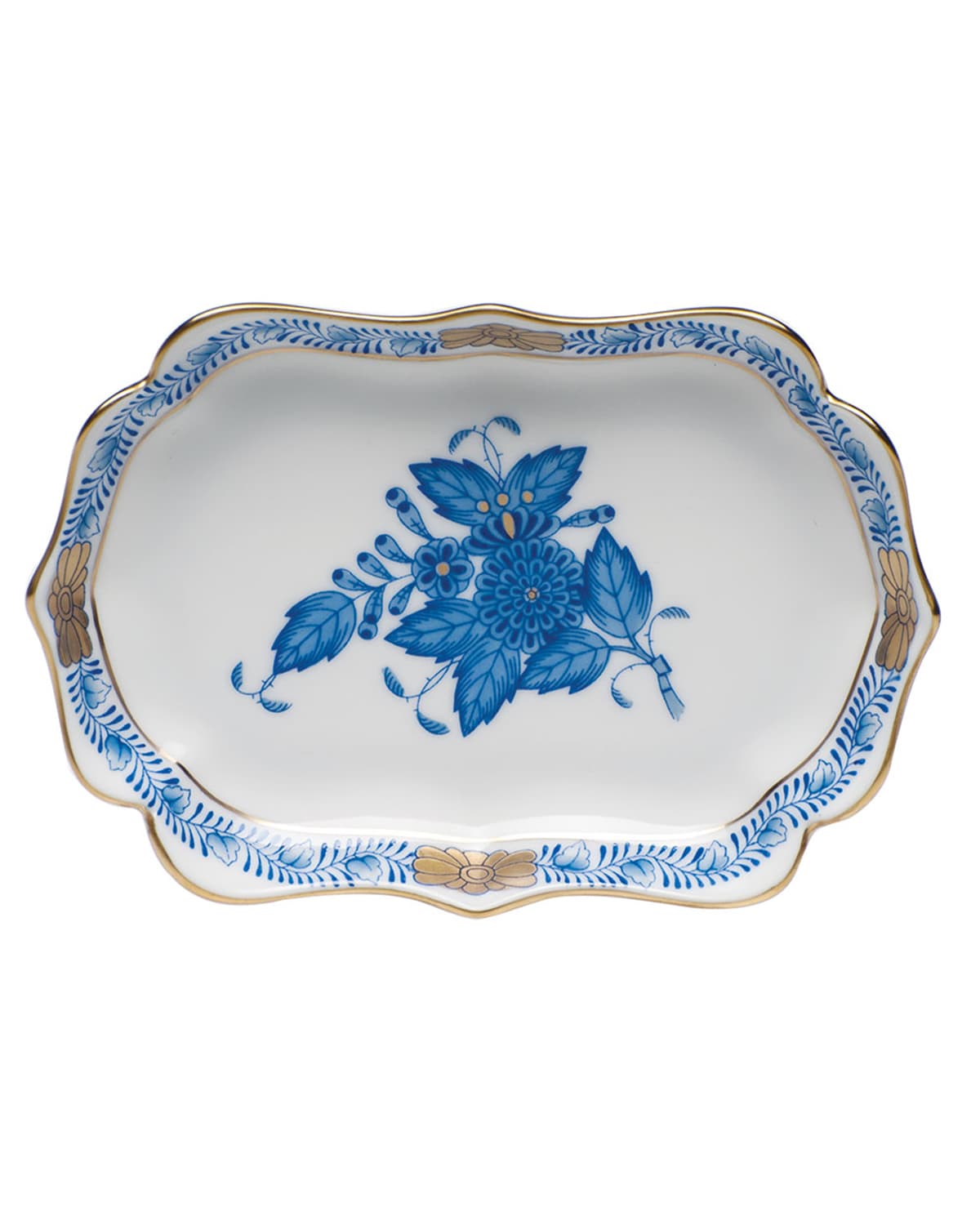 Image Herend Chinese Bouquet Mini Scalloped Tray - Blue