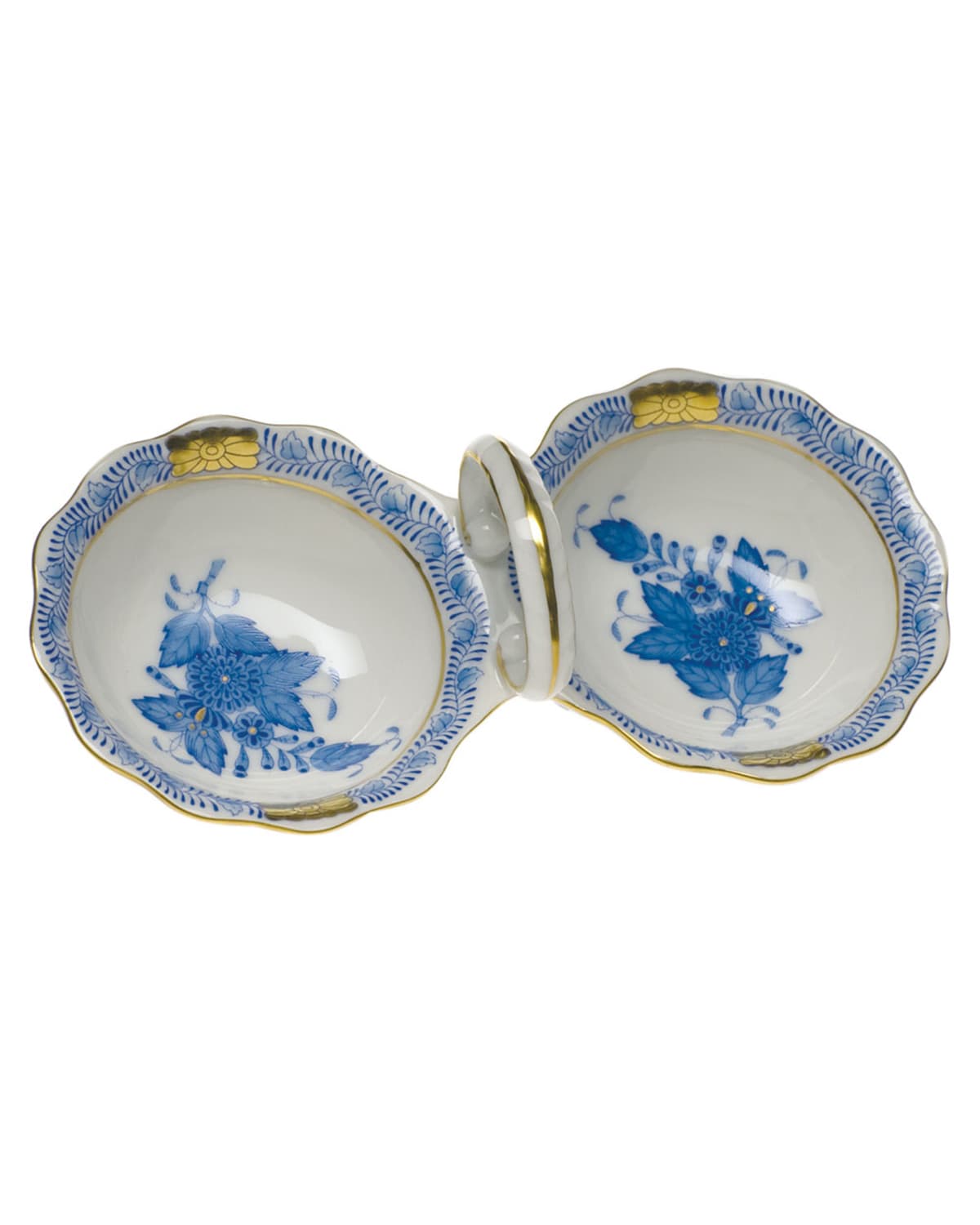 Image Herend Chinese Bouquet Blue Twin Salt Dish