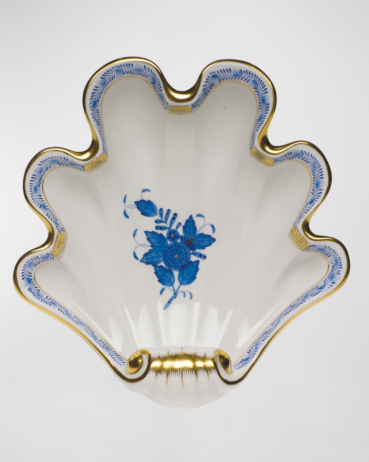 Image Herend Chinese Bouquet Blue Large Shell Dish
