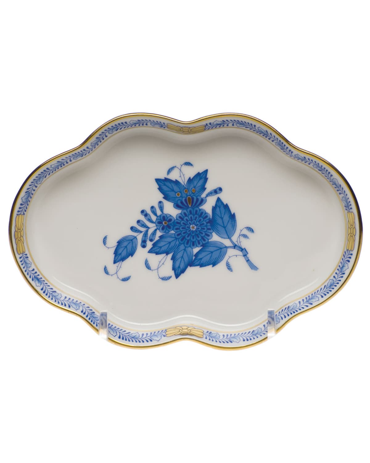 Image Herend Chinese Bouquet Blue Small Scalloped Tray