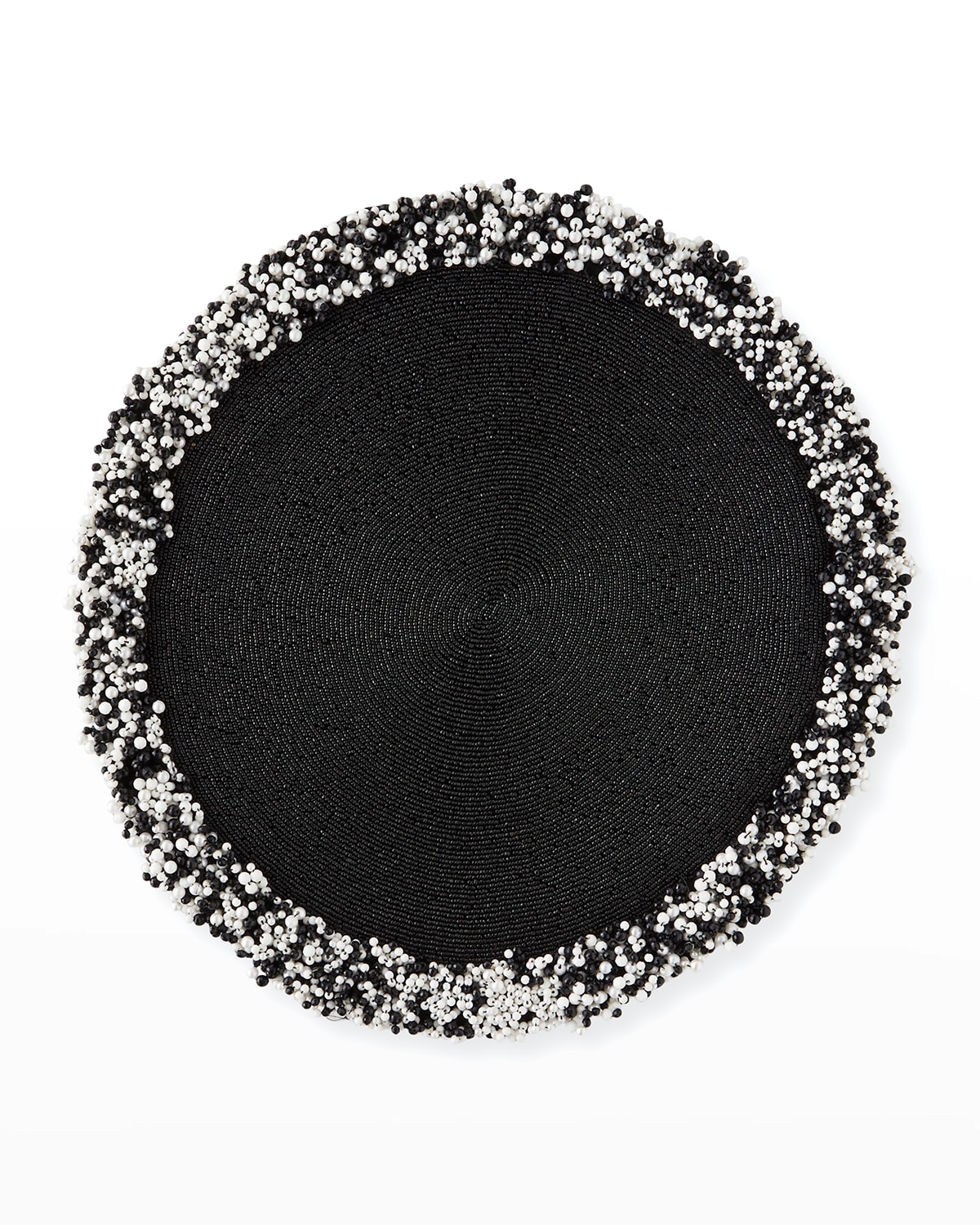 Image Nomi K Black Hand Beaded Round Placemat
