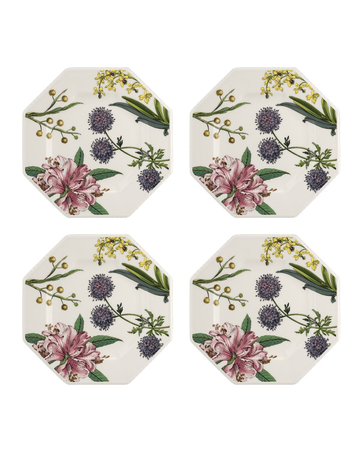 Image Spode Stafford Blooms Octagonal Plates, Set of 4