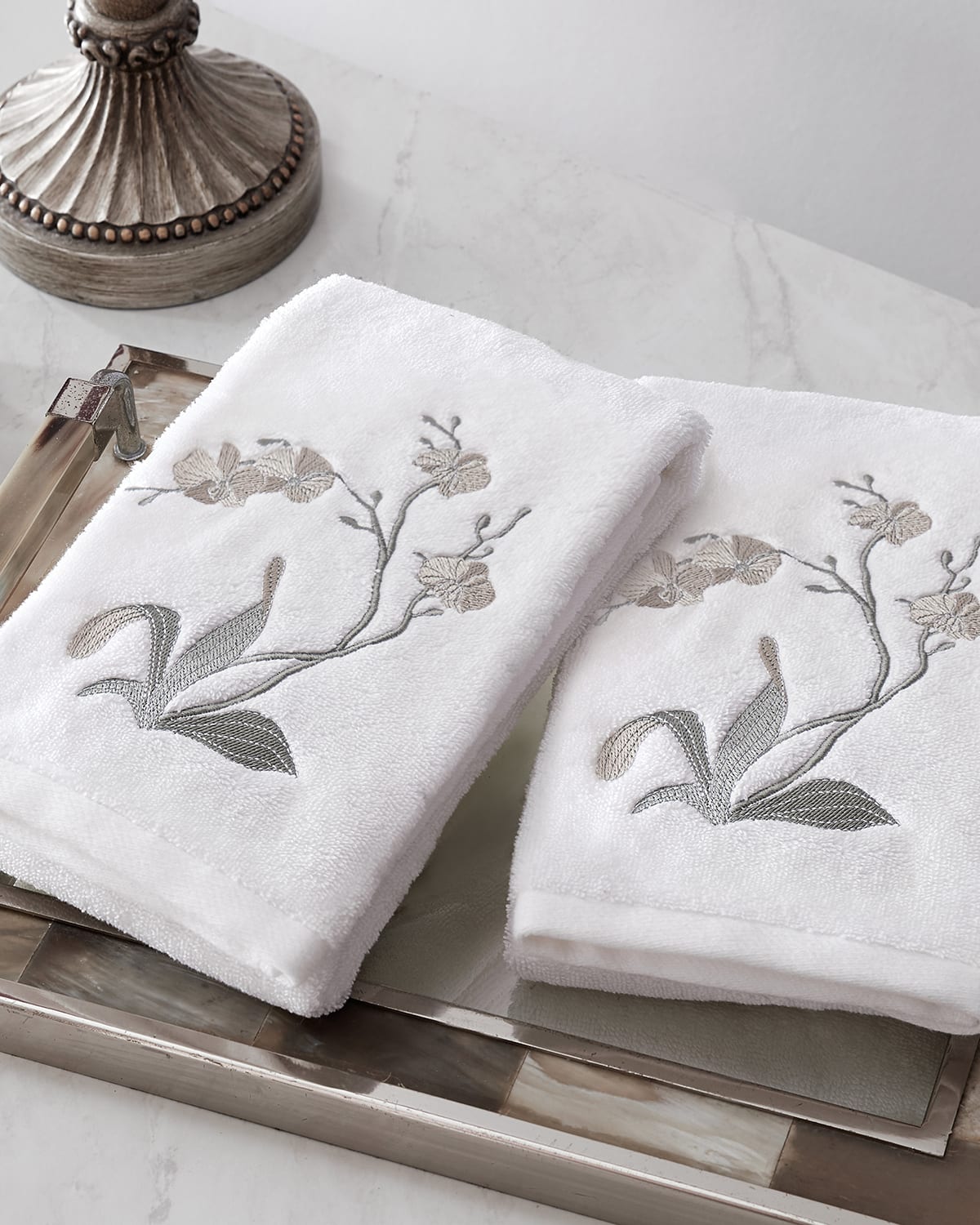 Embroidered Hand Towel - White Hand Towel with Floral Embroidery