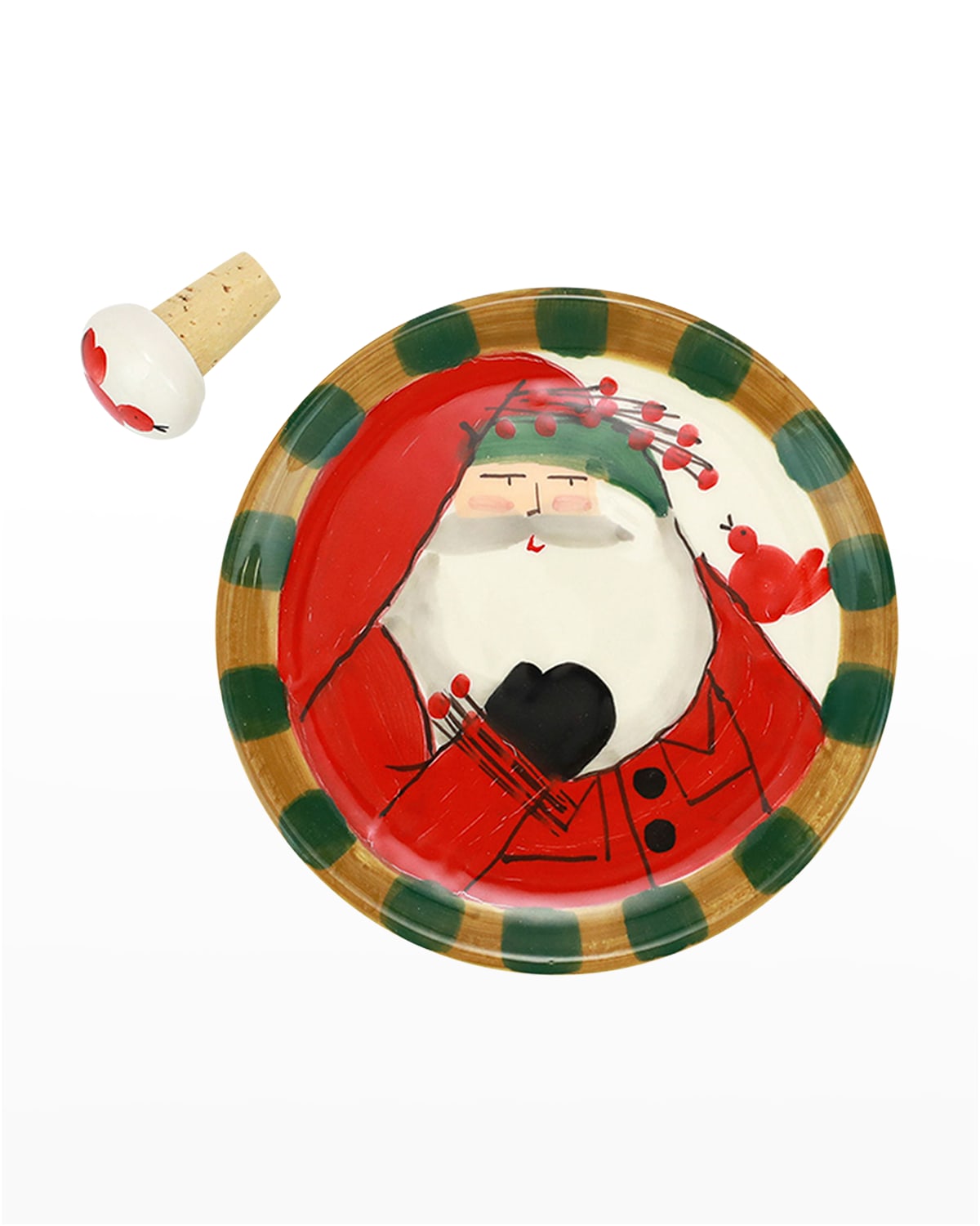 Image Vietri Old St. Nick Canape Plate w/ Cork Stopper
