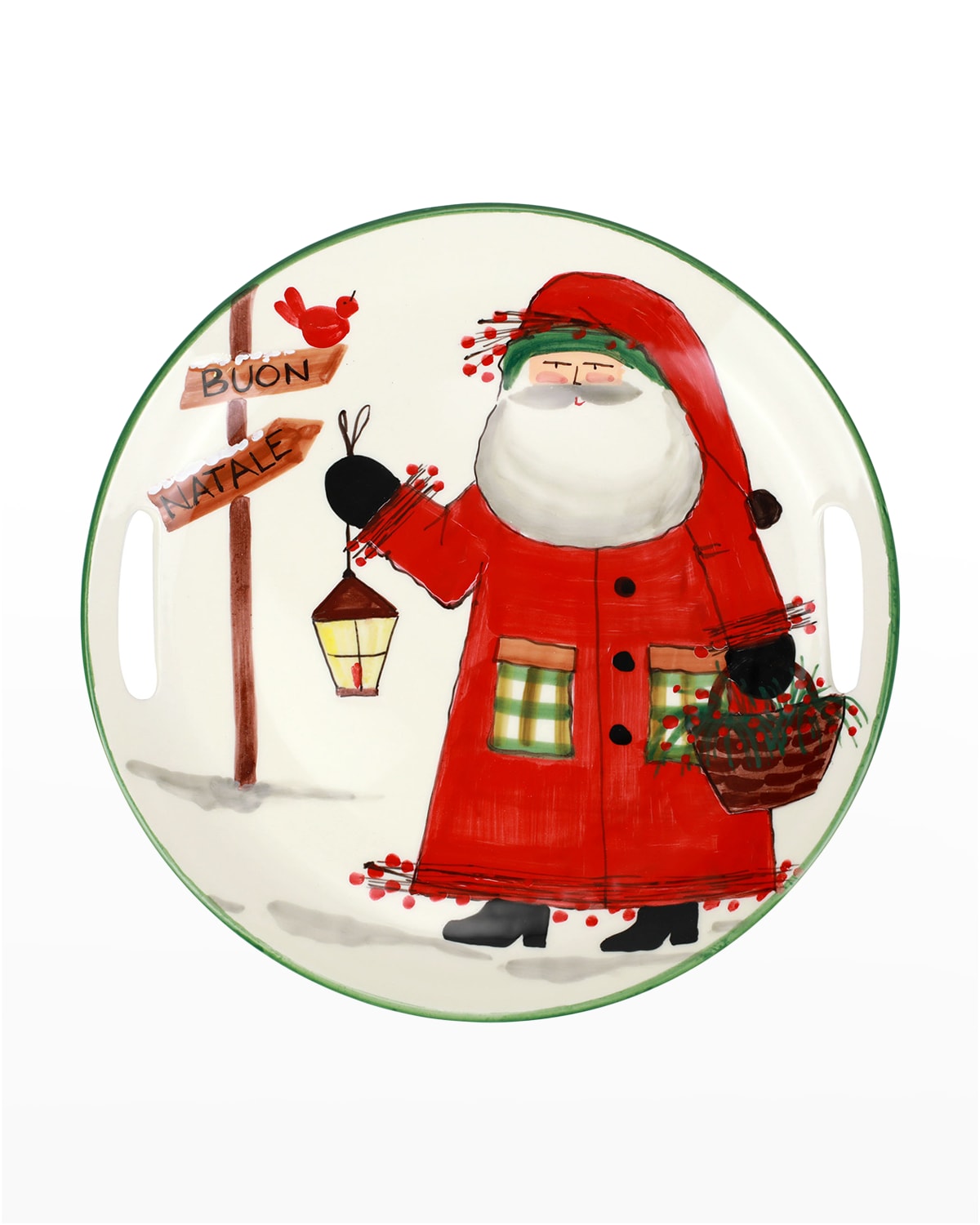 Image Vietri Old St. Nick Handled Round Tray