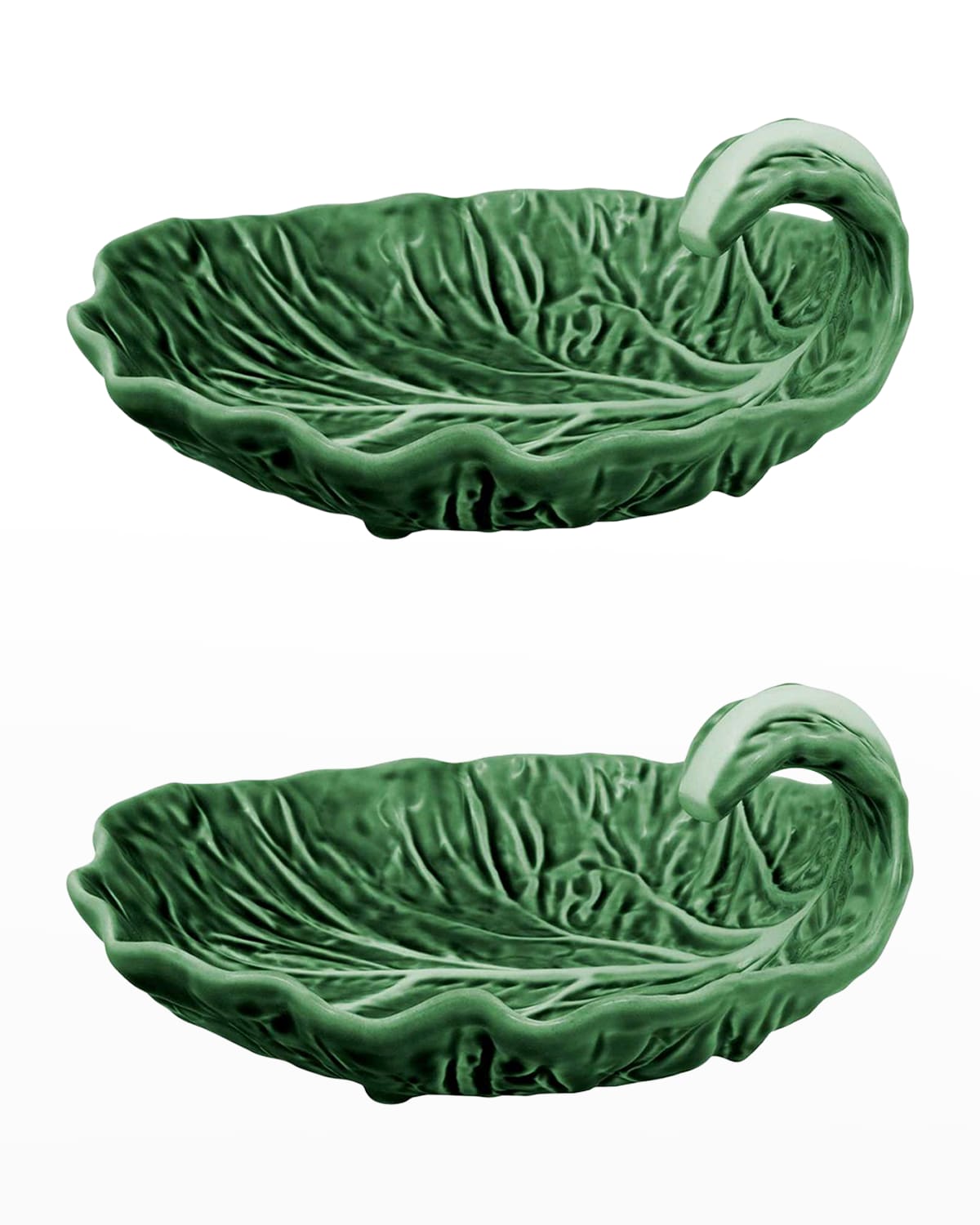 Image Bordallo Pinheiro Cabbage Leaf Serving Bowl with Curvature, Green - Set of 2