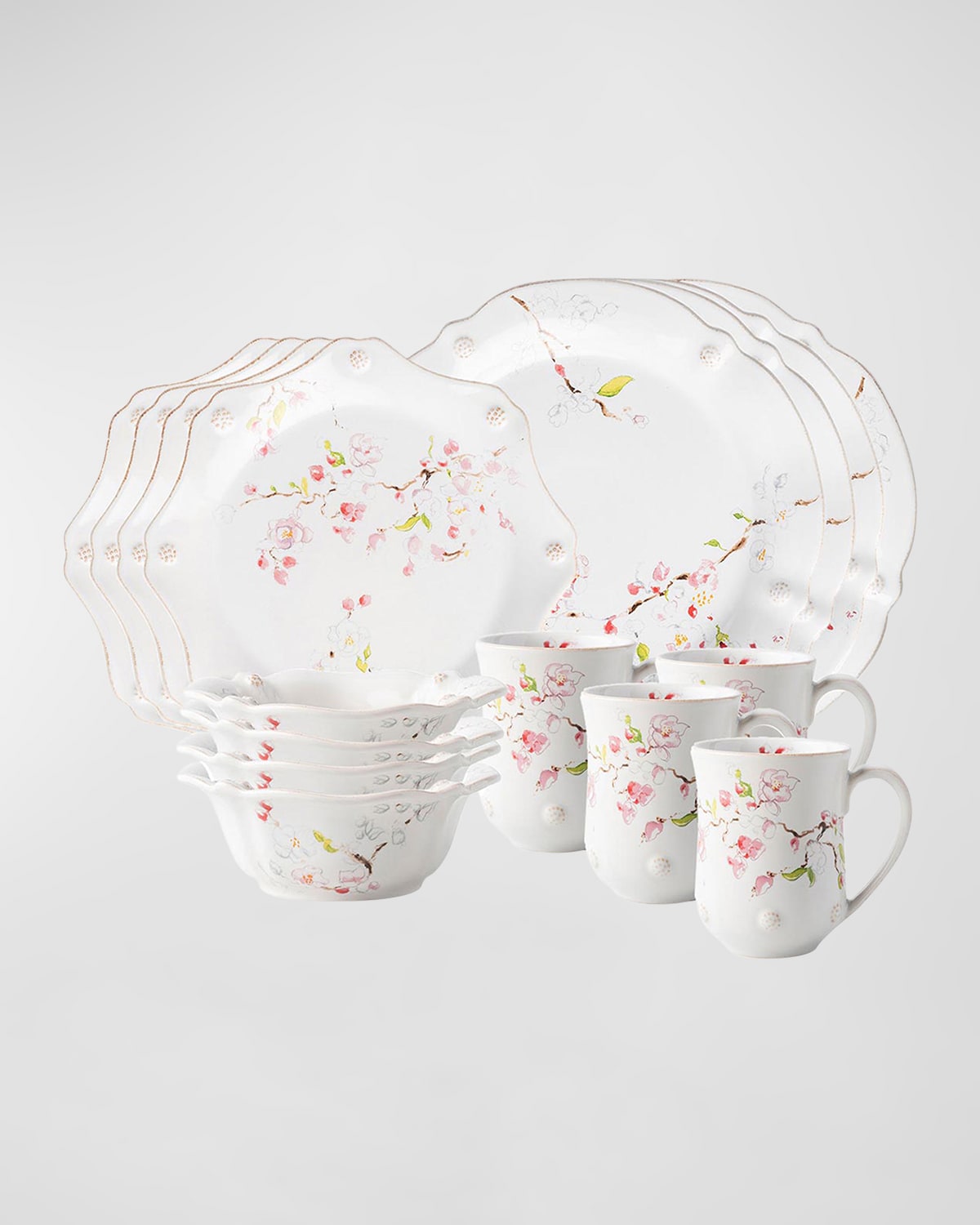Image Juliska Berry & Thread Floral Sketch 16pc Place Setting - Cherry Blossom