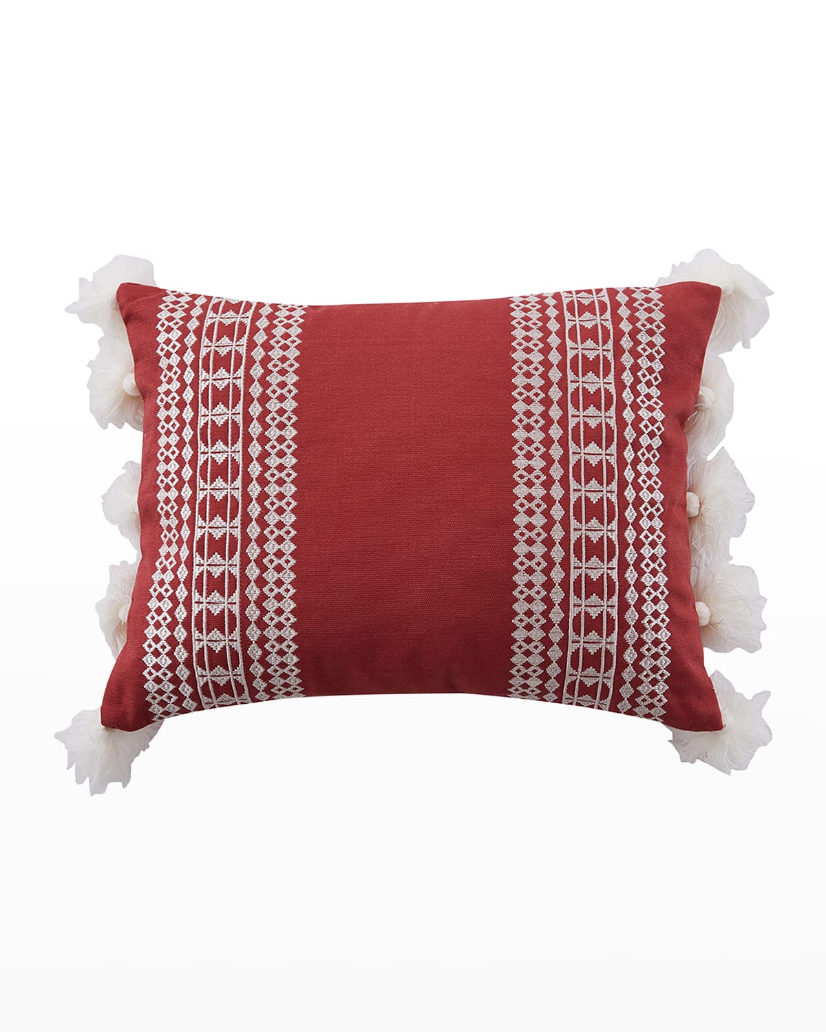 Image Kassandra Red Embroidered Tassel Pillow - 14" x 18"