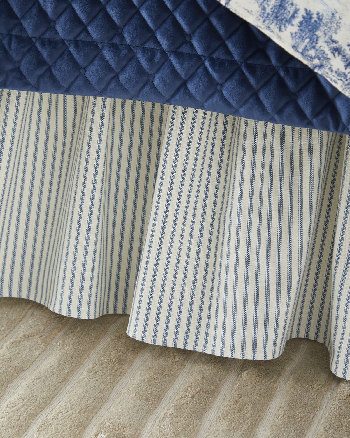 Image Sherry Kline Home Serene Scenes Striped Ruffled Bed Skirt, QUEEN