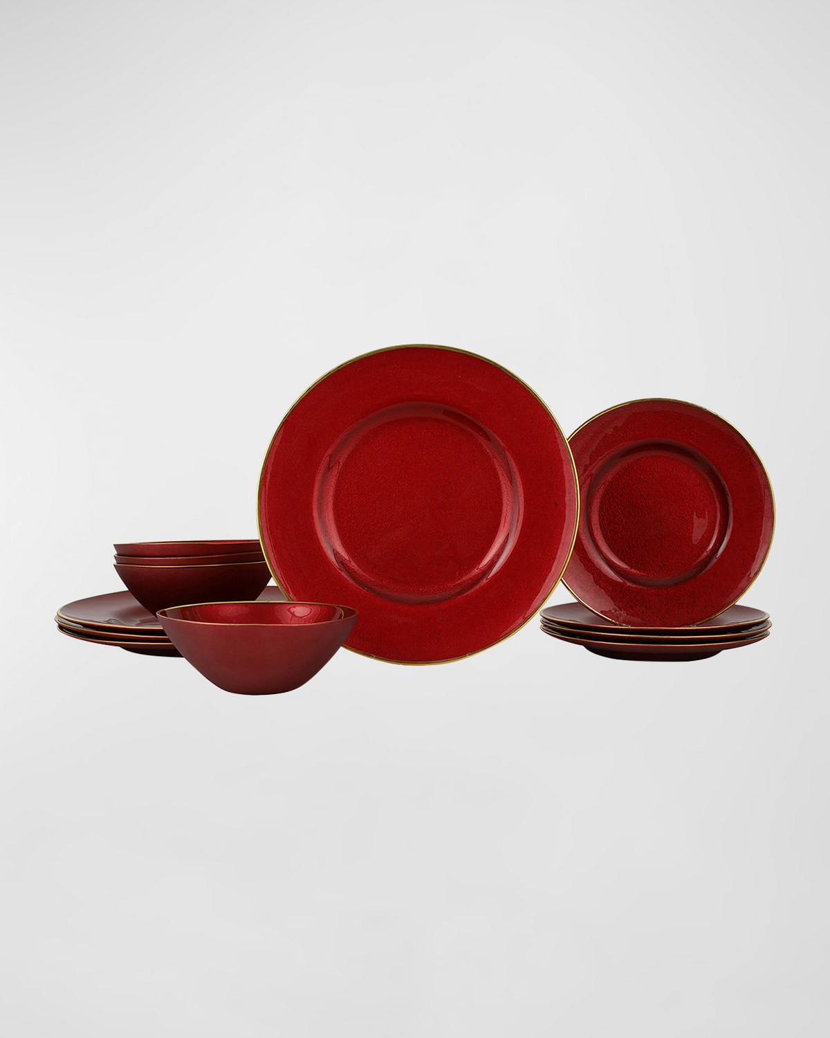 Image Vietri 12-Piece Metallic Glass Ruby Dinnerware Set