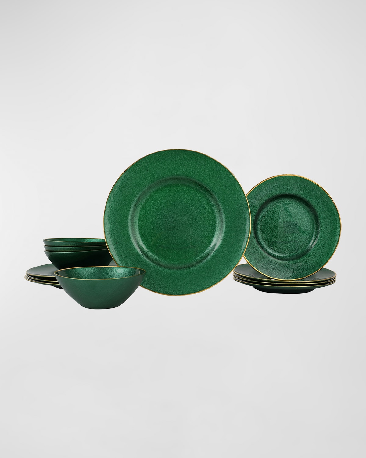 Image Vietri 12-Piece Metallic Glass Emerald Dinnerware Set
