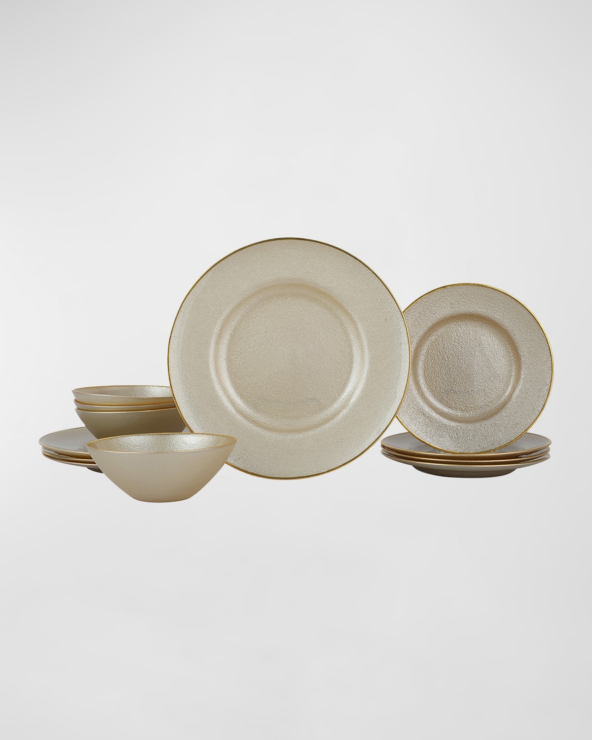 Image Vietri 12-Piece Metallic Glass Pearl Dinnerware Set