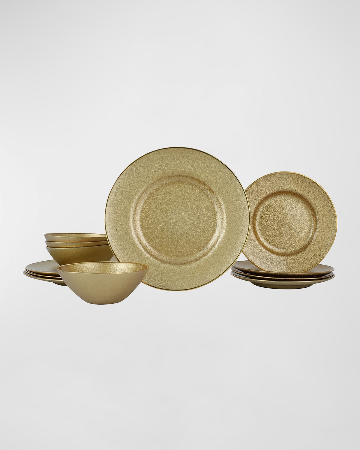 Image Vietri 12-Piece Metallic Gold Dinnerware Set