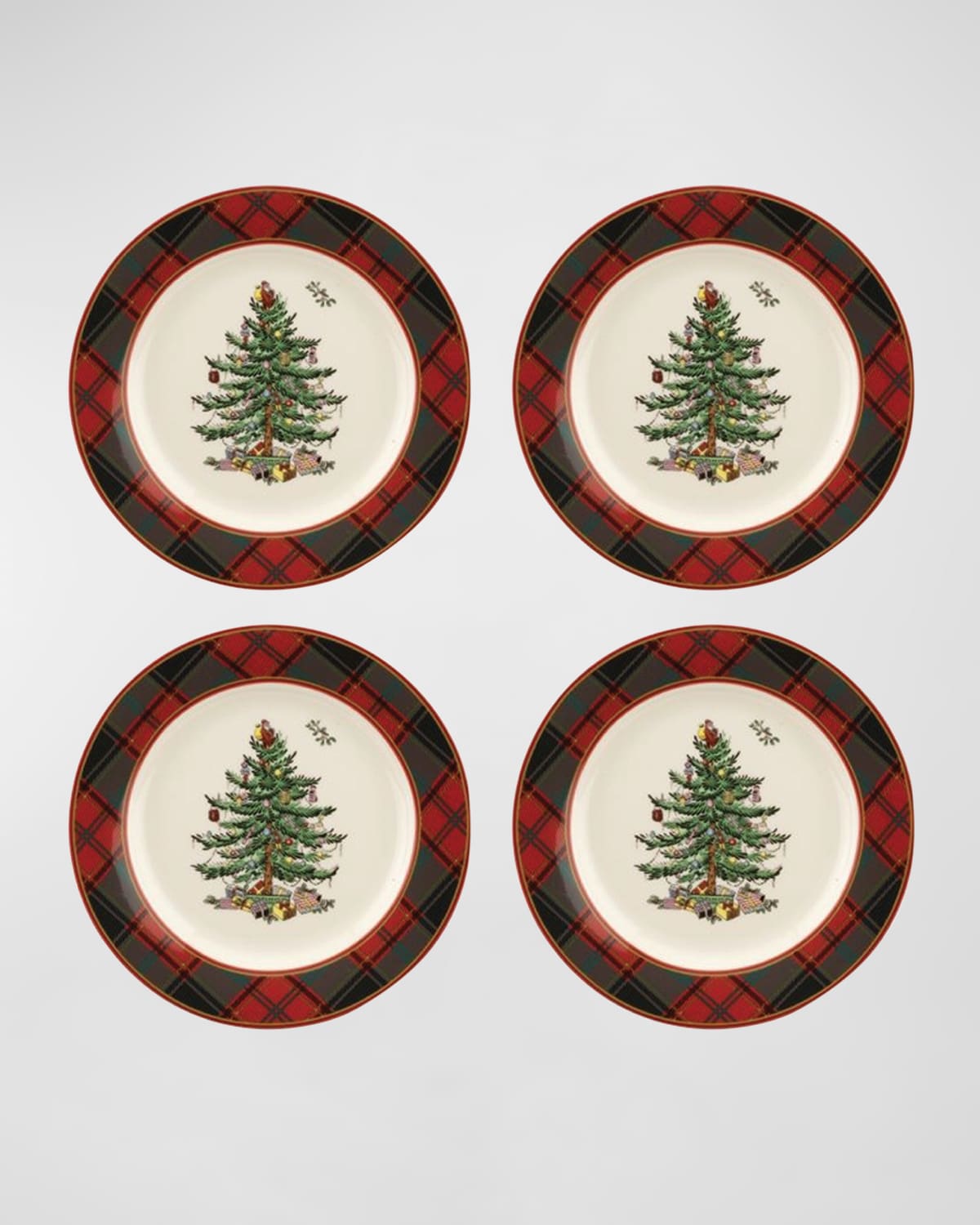 Image Spode Christmas Tree Tartan Salad Plate, Set of 4