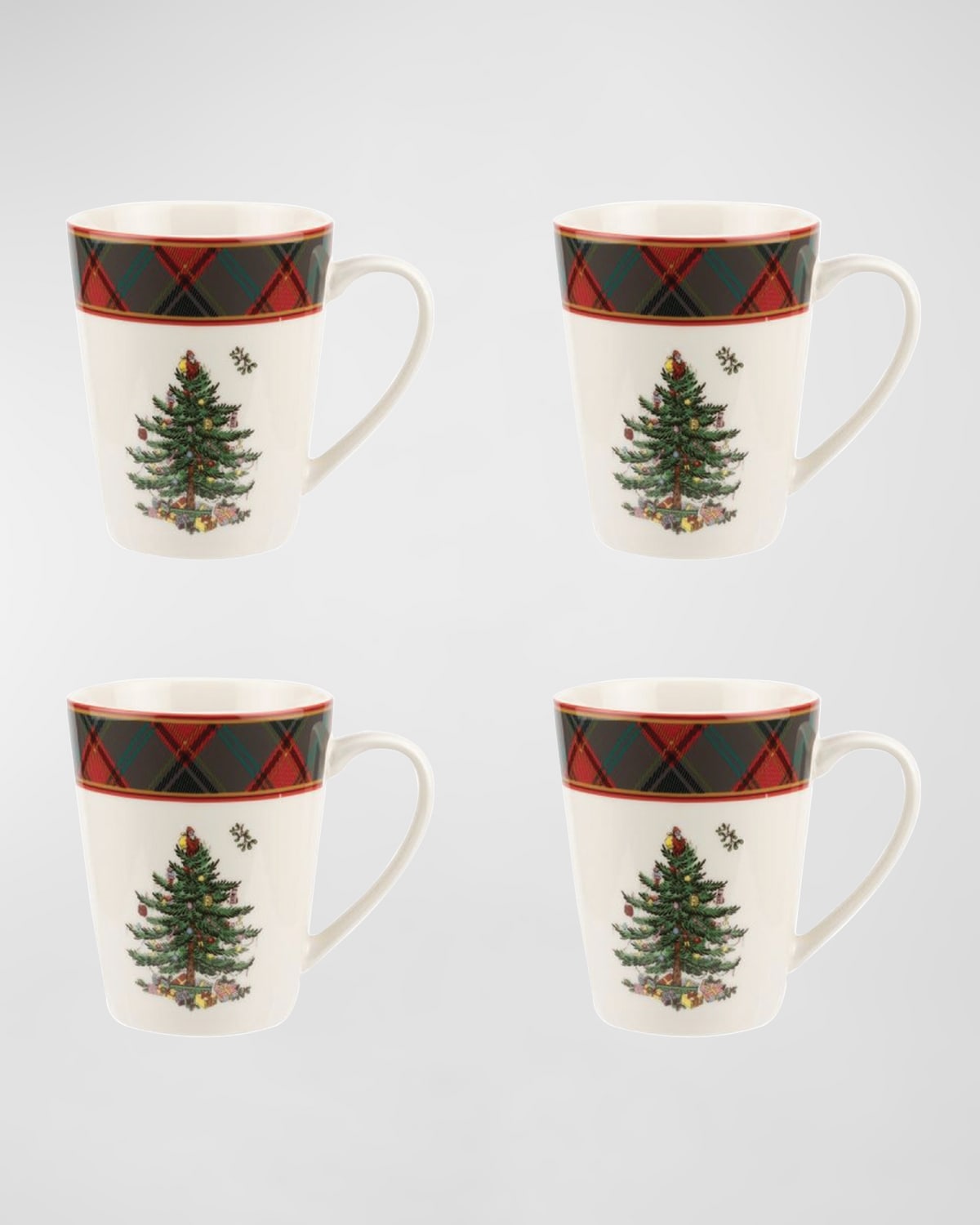 Image Spode Christmas Tree Tartan Mug, Set of 4