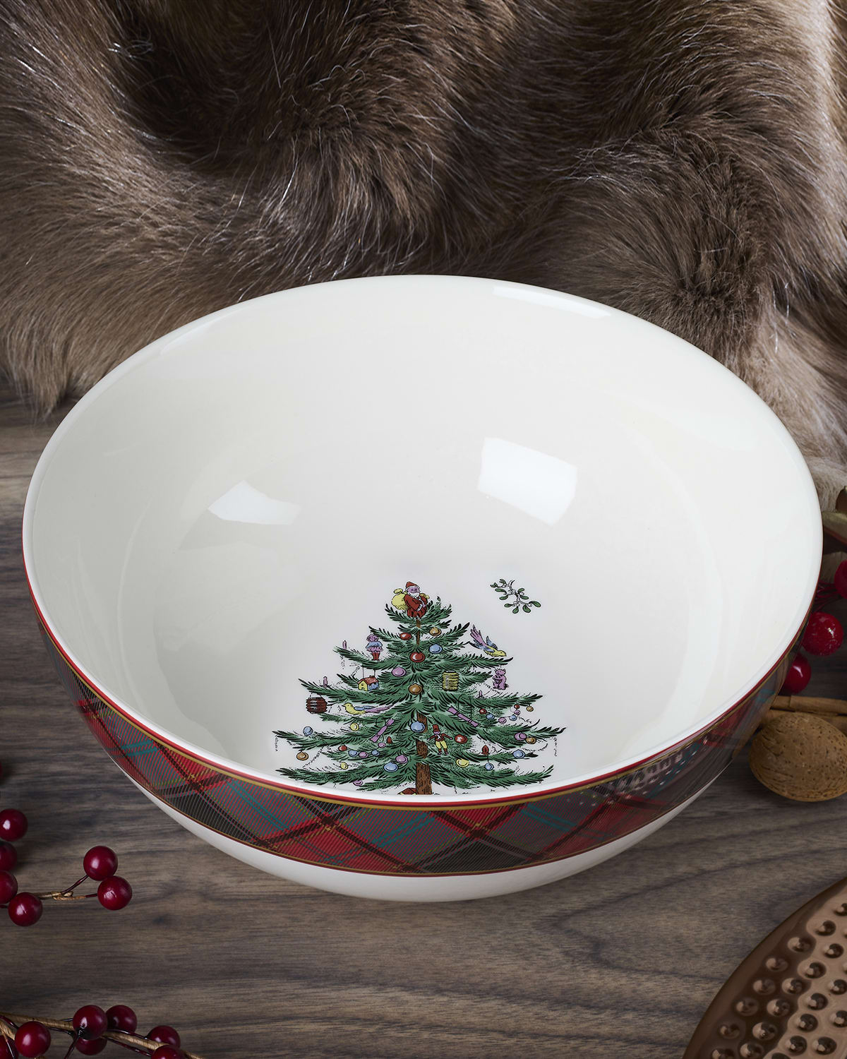 Image Spode Christmas Tree Tartan Serving Bowl
