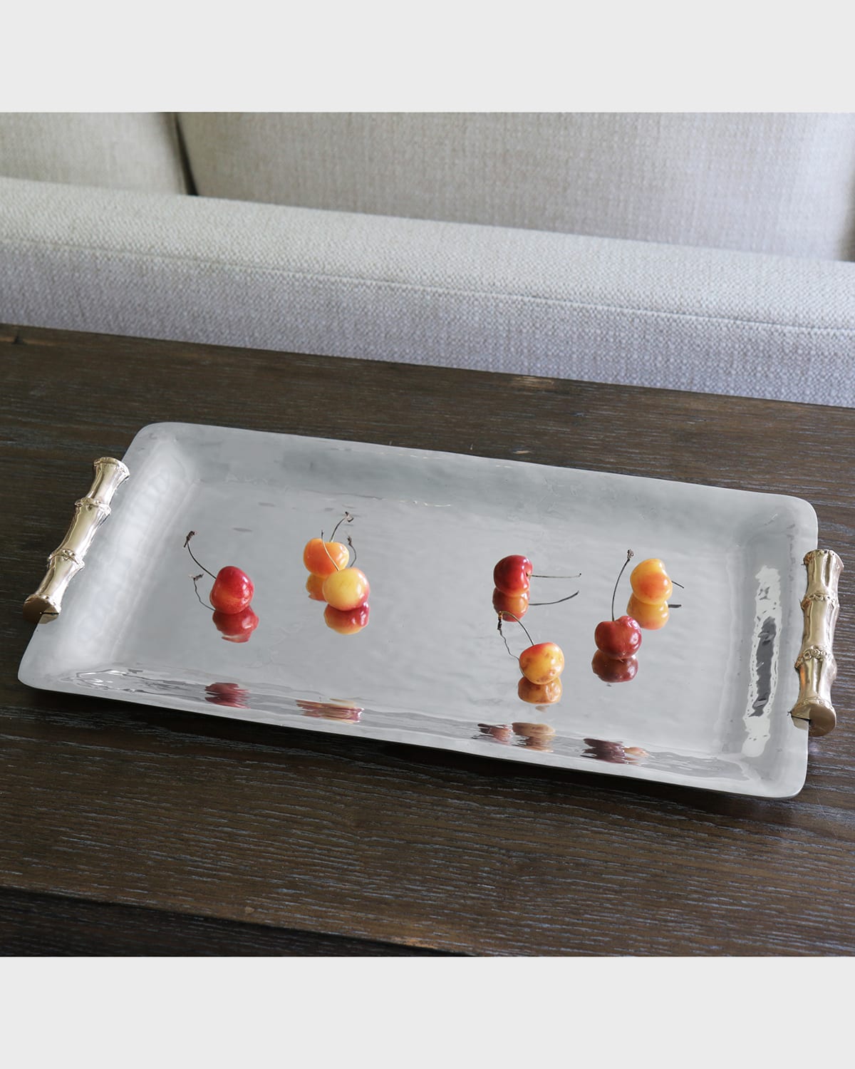 Image Beatriz Ball GARDEN Bamboo Long Rectangular Tray with Golden Handles
