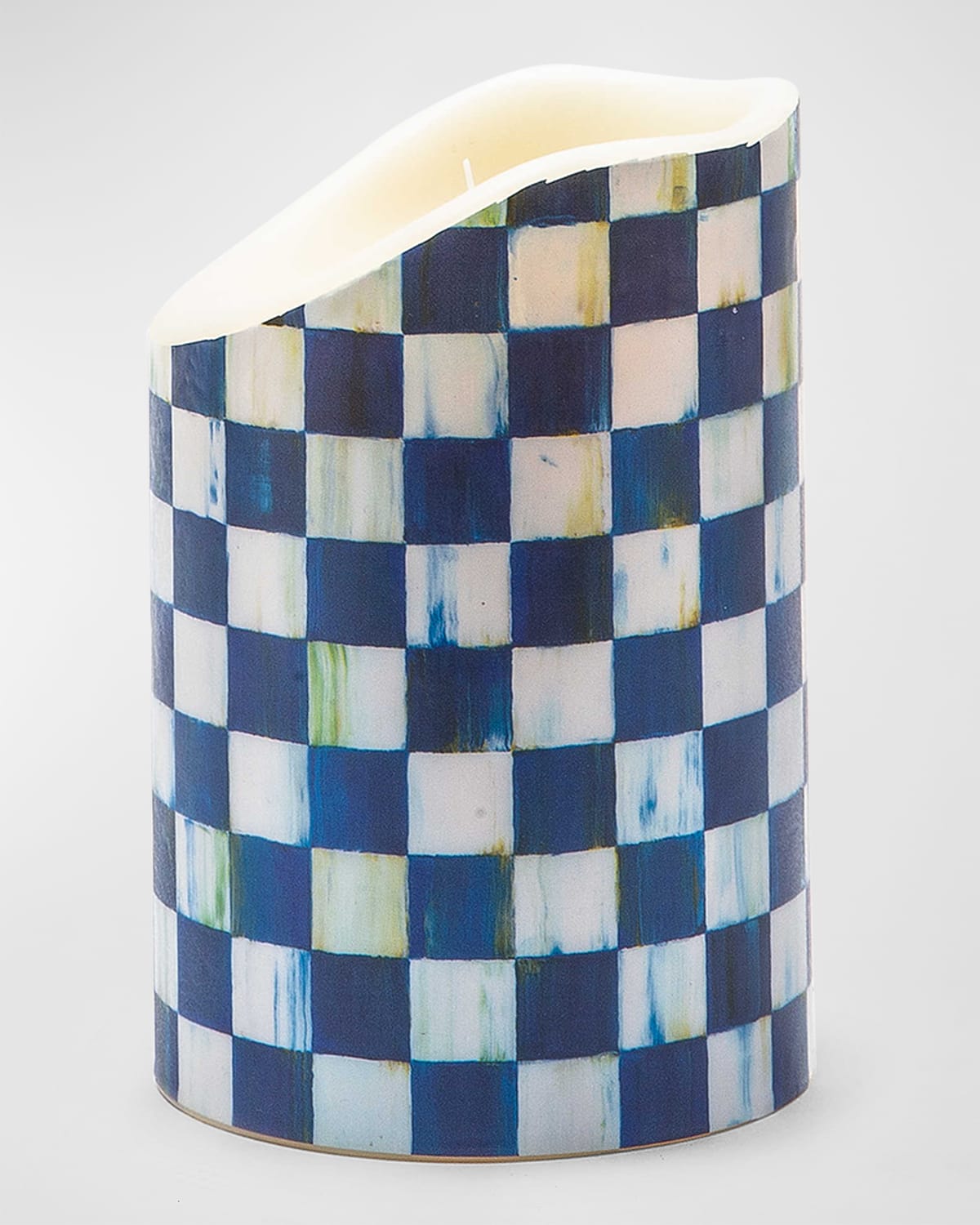 Image MacKenzie-Childs Royal Check Flicker Pillar Candle - 8"