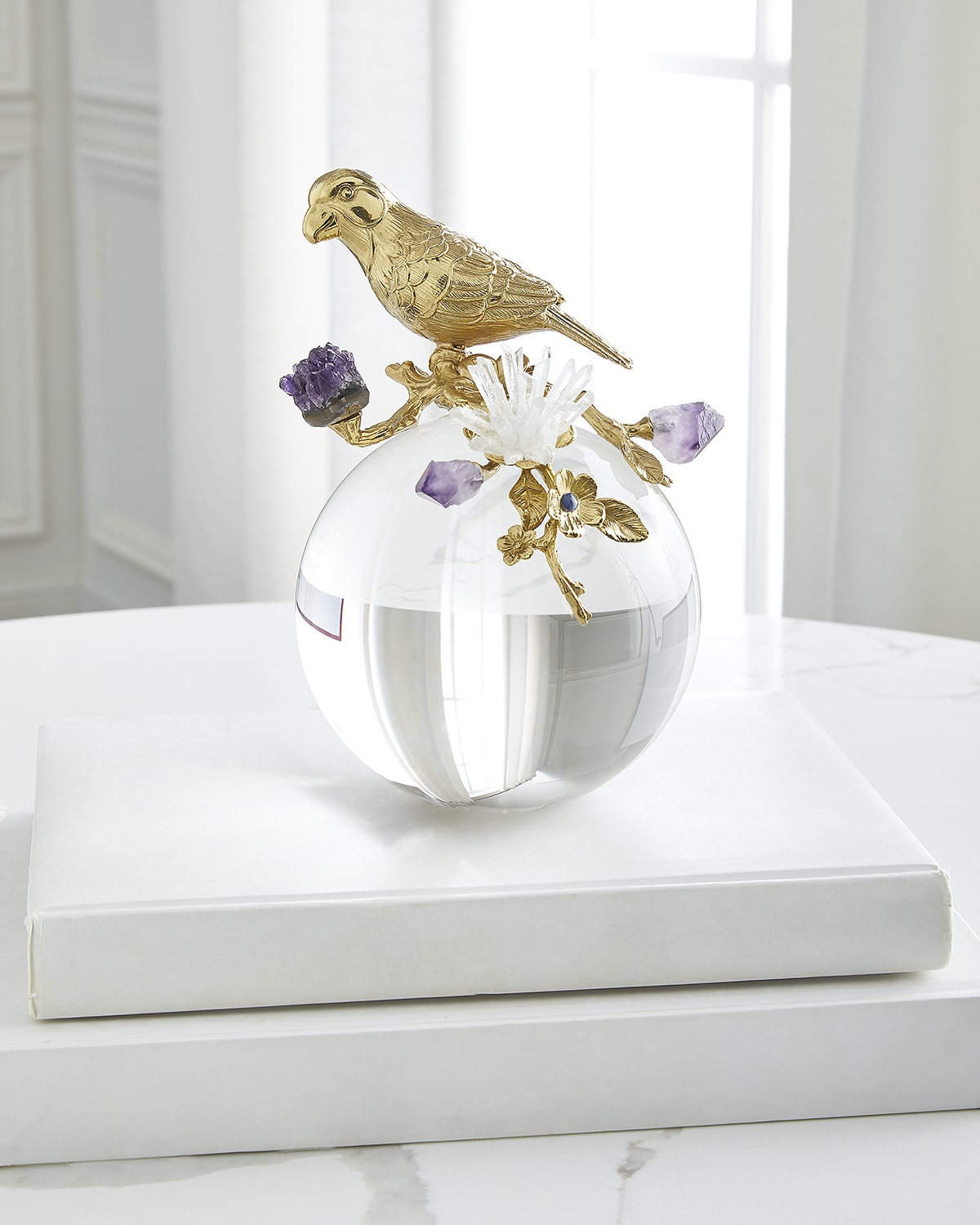 Image John-Richard Collection Brass Parrot and Amethyst Sculpture I 