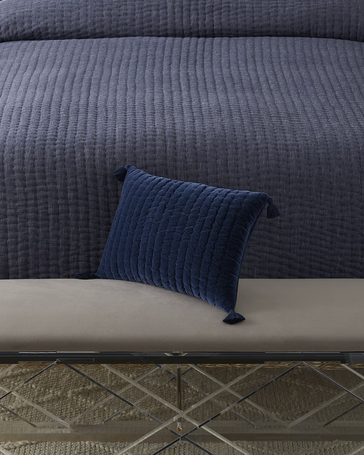 Image John Robshaw Velvet Indigo Pillow, 18" x 12"W 